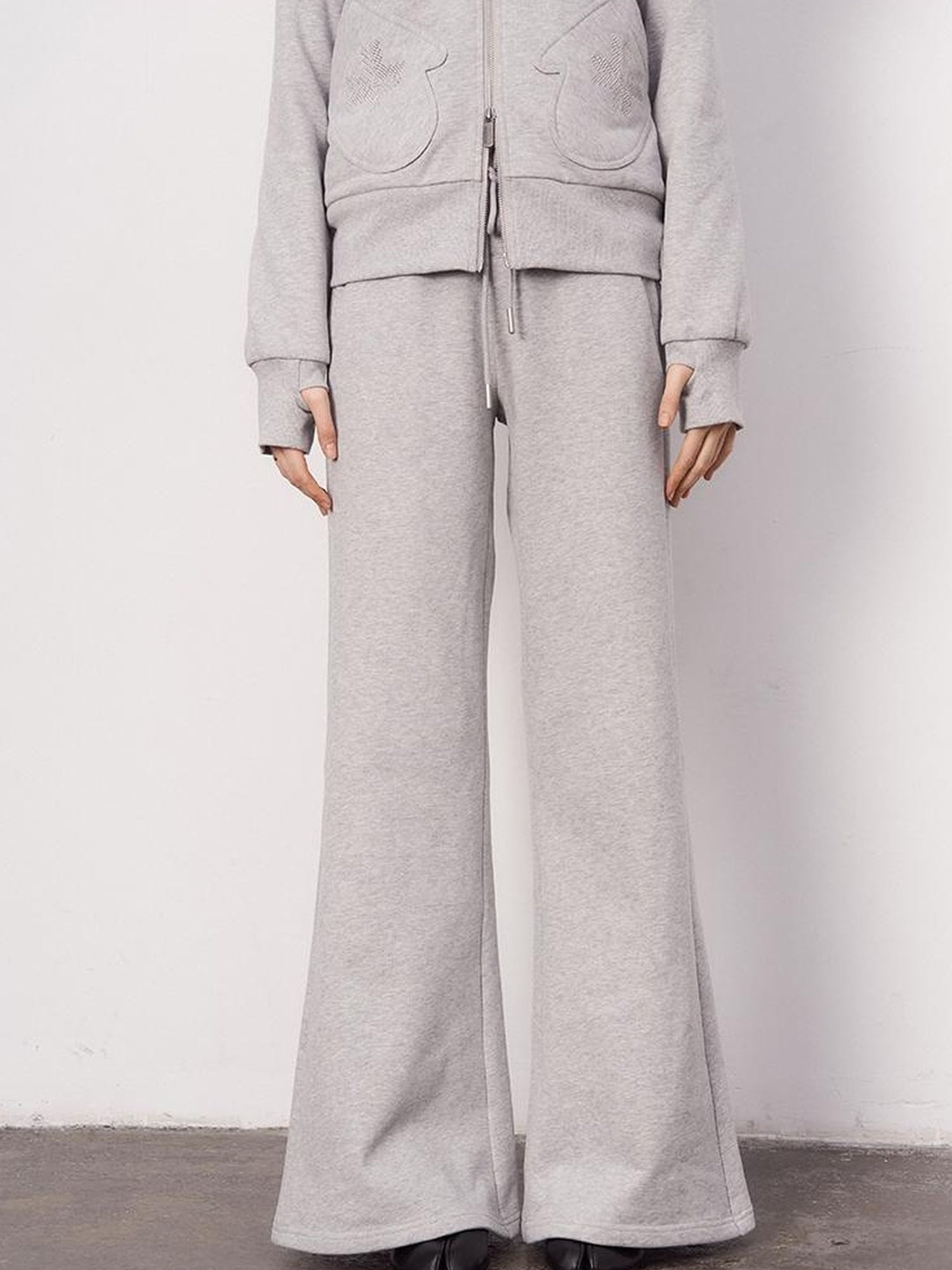 DIDDI MODA Detachable Fur Hood Snowflake Pocket Fleece Hoodie Set