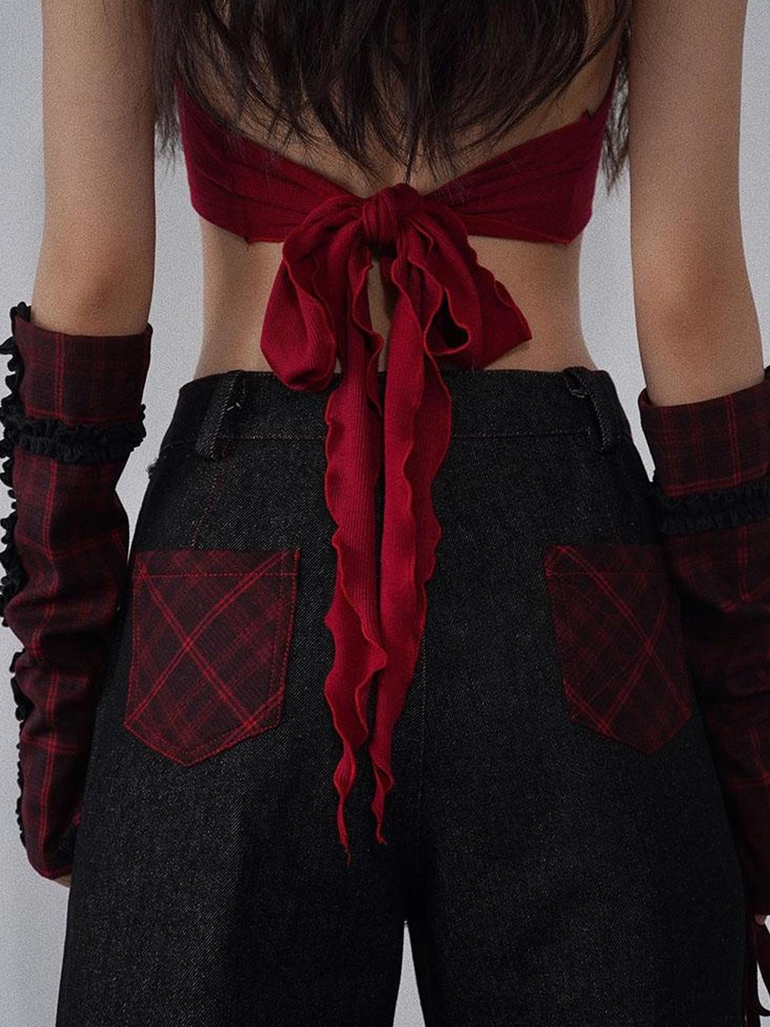 WSW WUSHENWU Detachable Two Way Sling Vest With Faux Fur Collar
