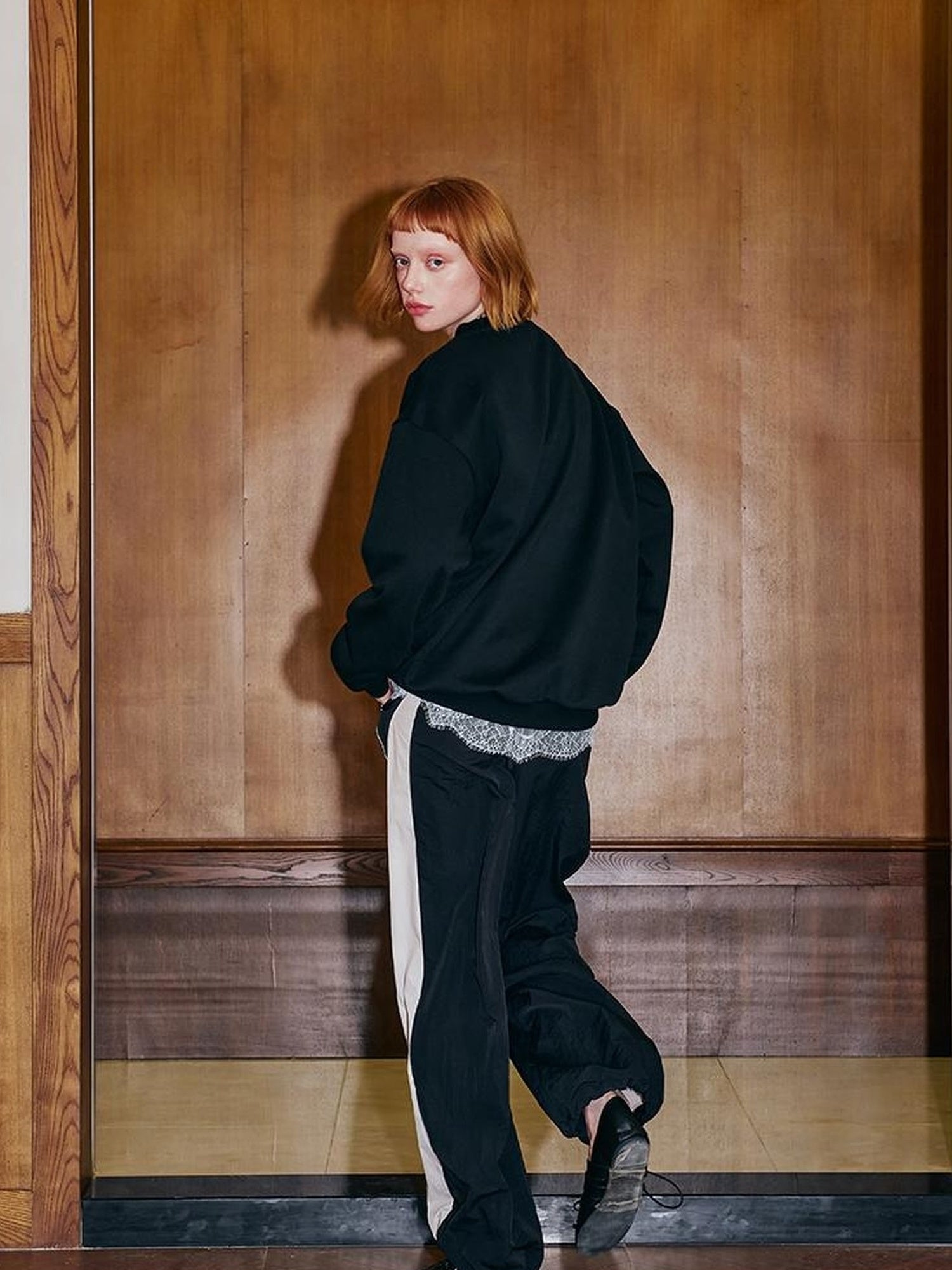 DIDDI MODA Digital Lace Trim Sporty Sweatshirt