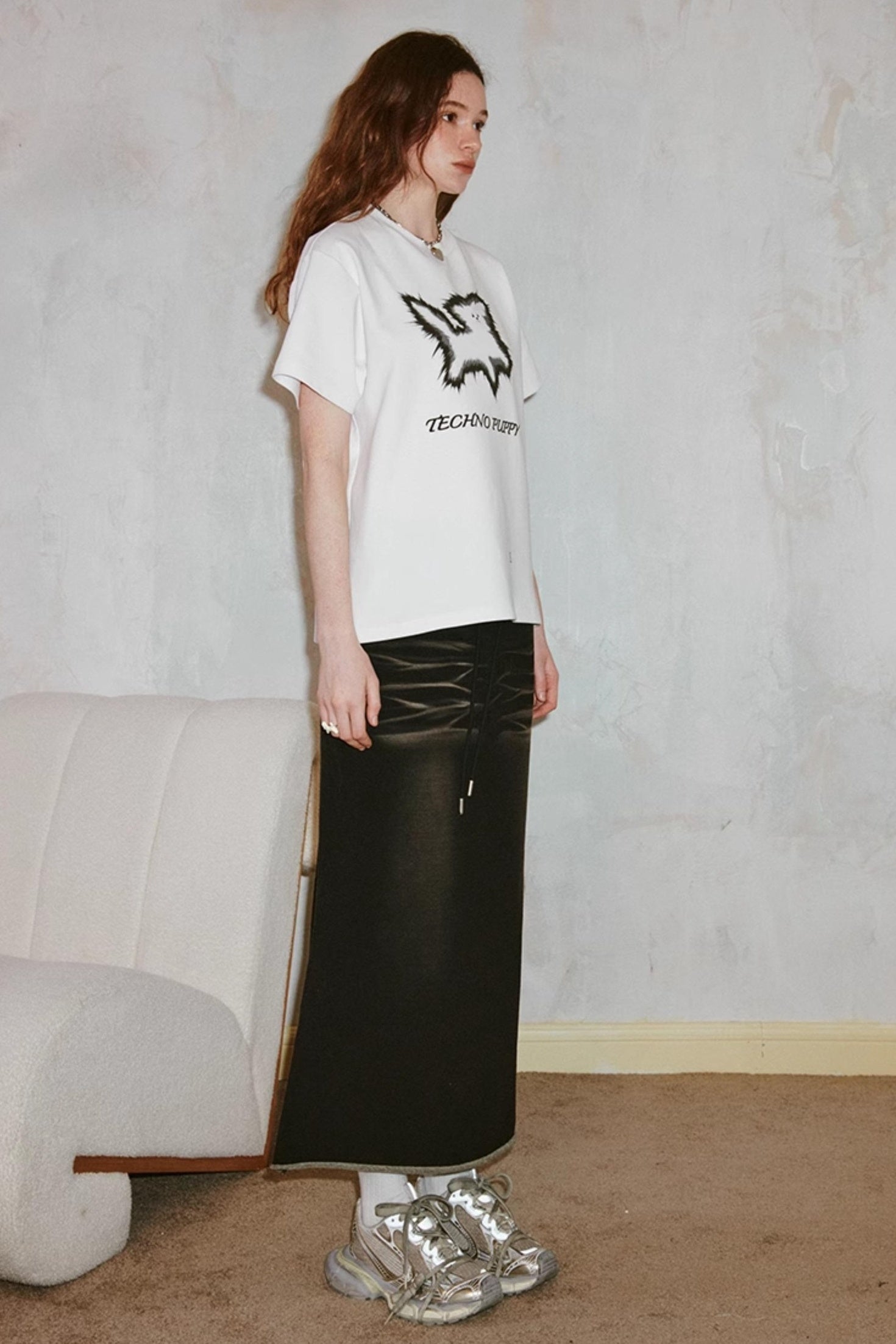 DIDDI MODA Distressed Knit Fishtail Skirt Post Apocalyptic Washed Denim
