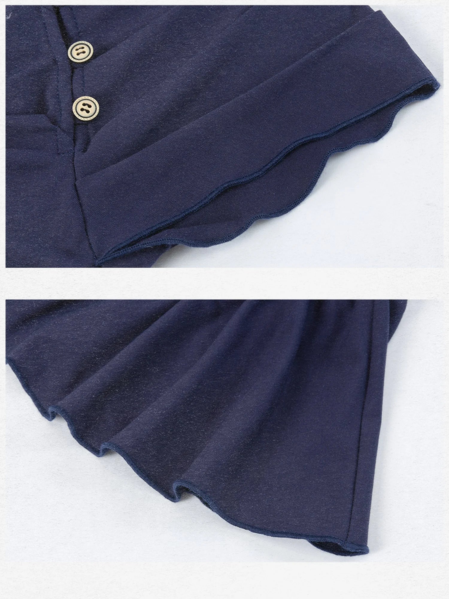 Asymmetrical Placket Tuck Detail Tee With Flounced Hem