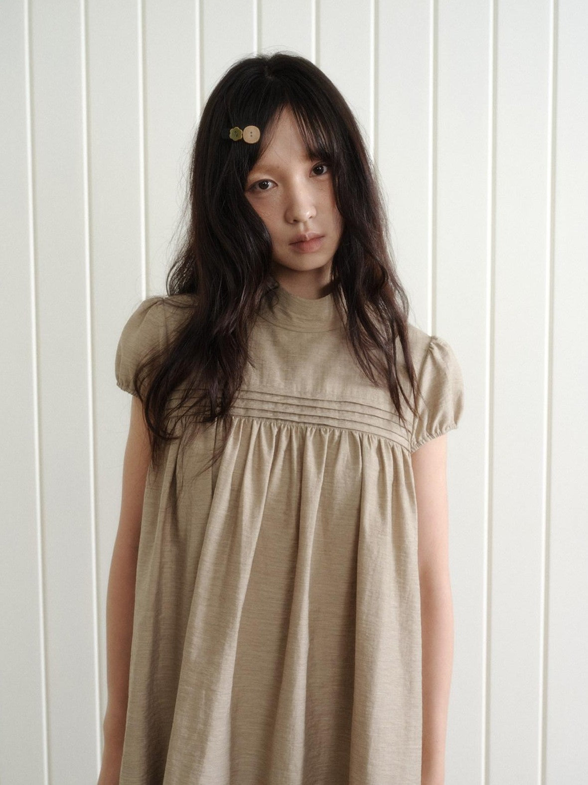 Dorydory Babydoll Puff Sleeve Loose Shirtdress Women&