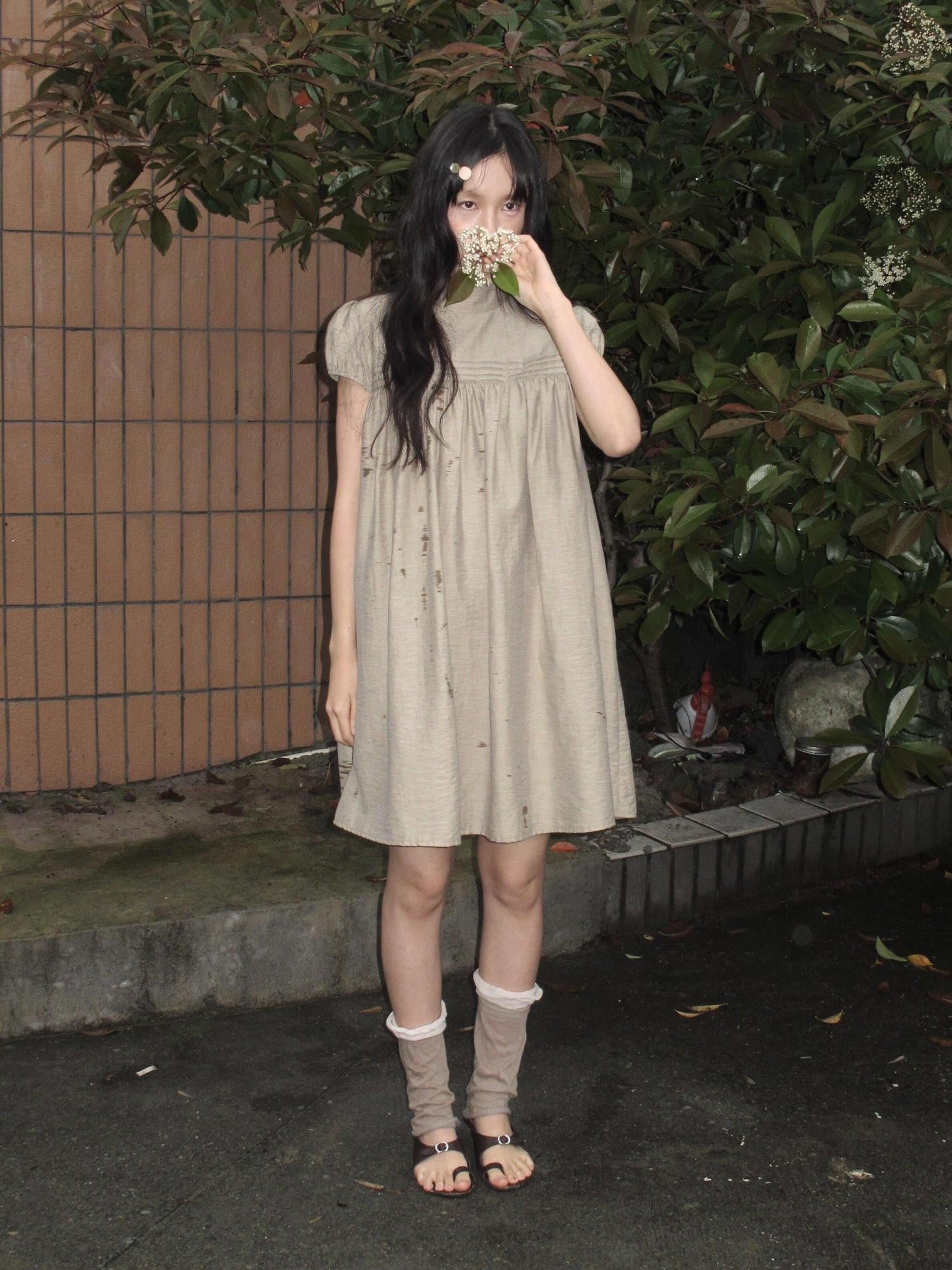 Dorydory Babydoll Puff Sleeve Loose Shirtdress Women&