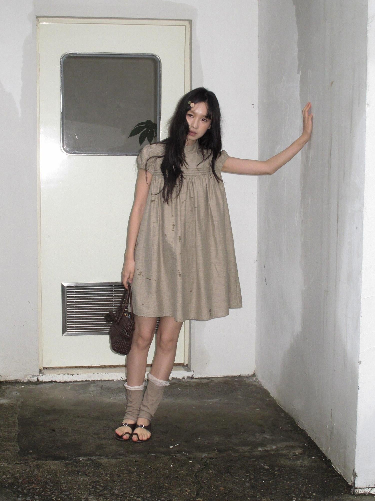 Dorydory Babydoll Puff Sleeve Loose Shirtdress Women&