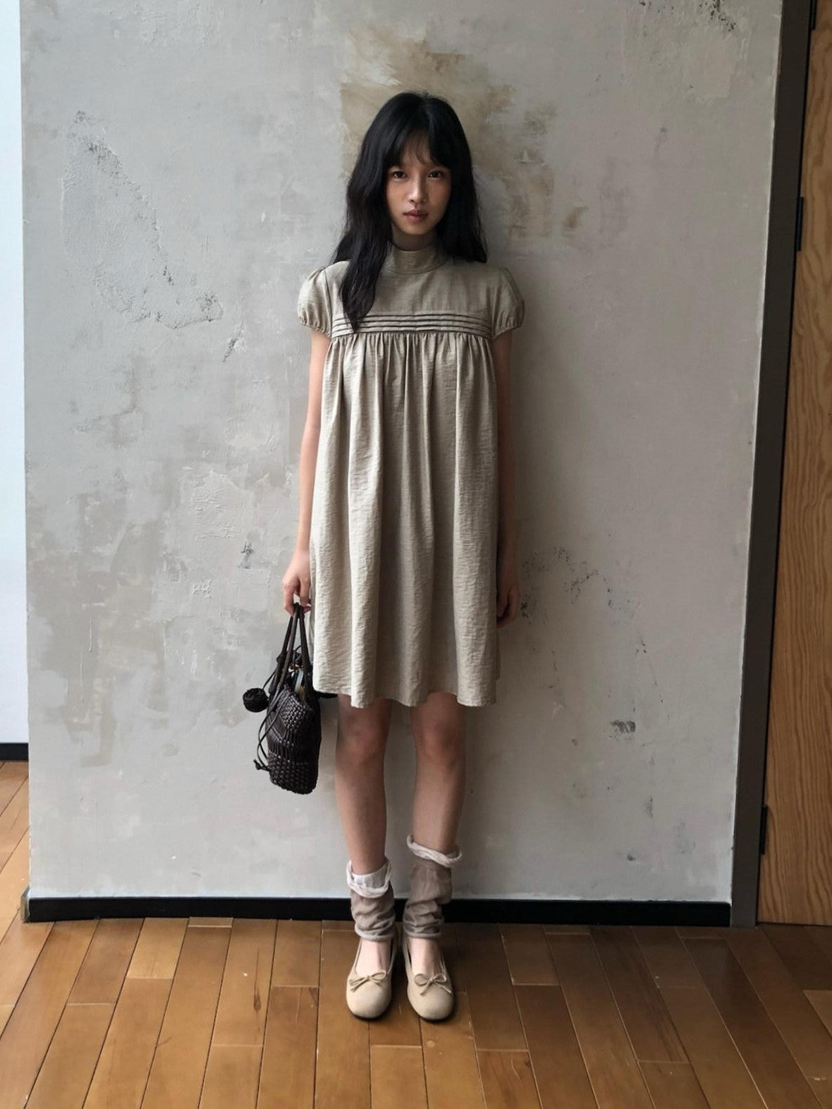 Dorydory Babydoll Puff Sleeve Loose Shirtdress Women&