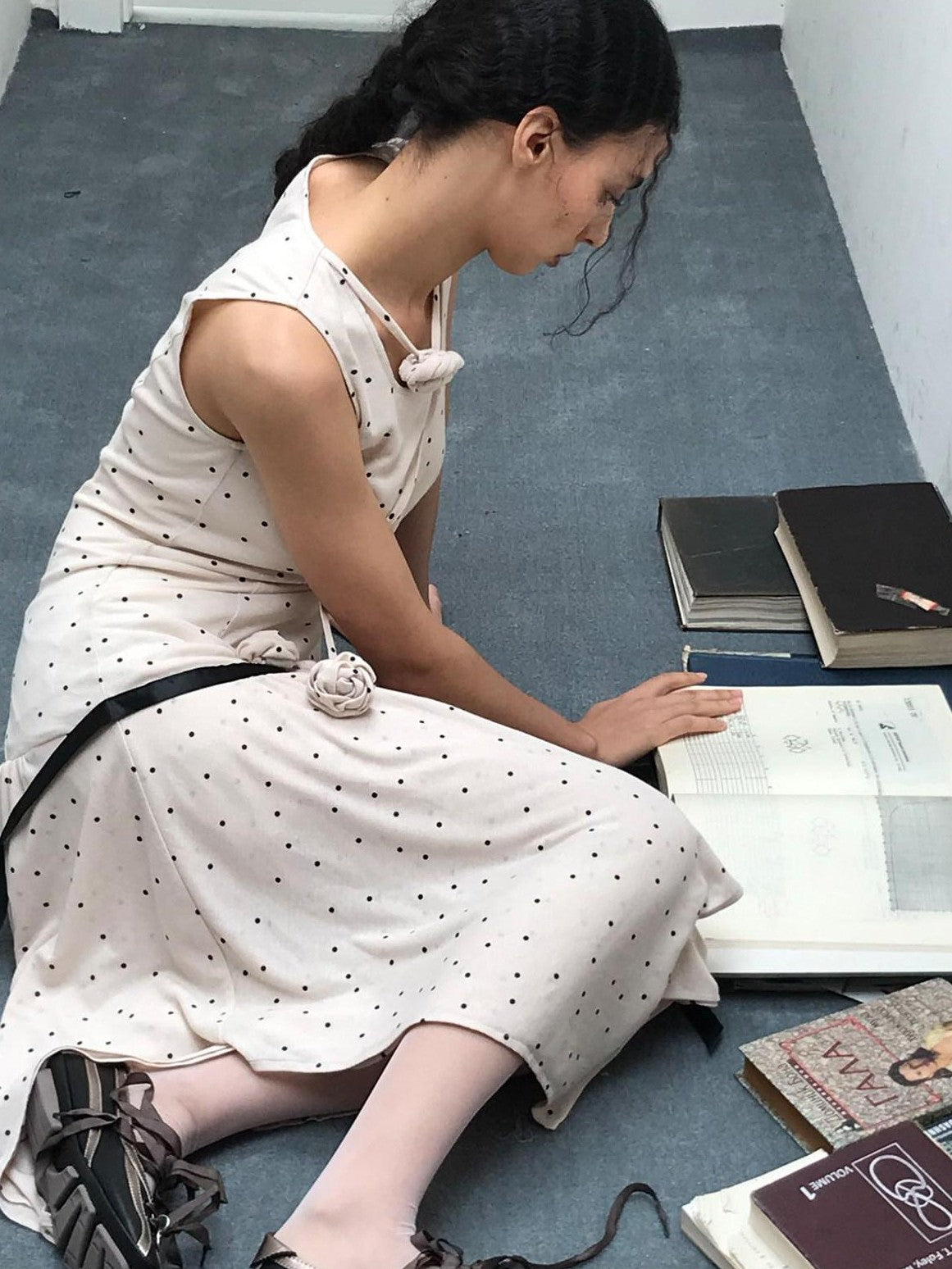 Dorydory Beige Polka Dot Irregular Hem Sleeveless Women&