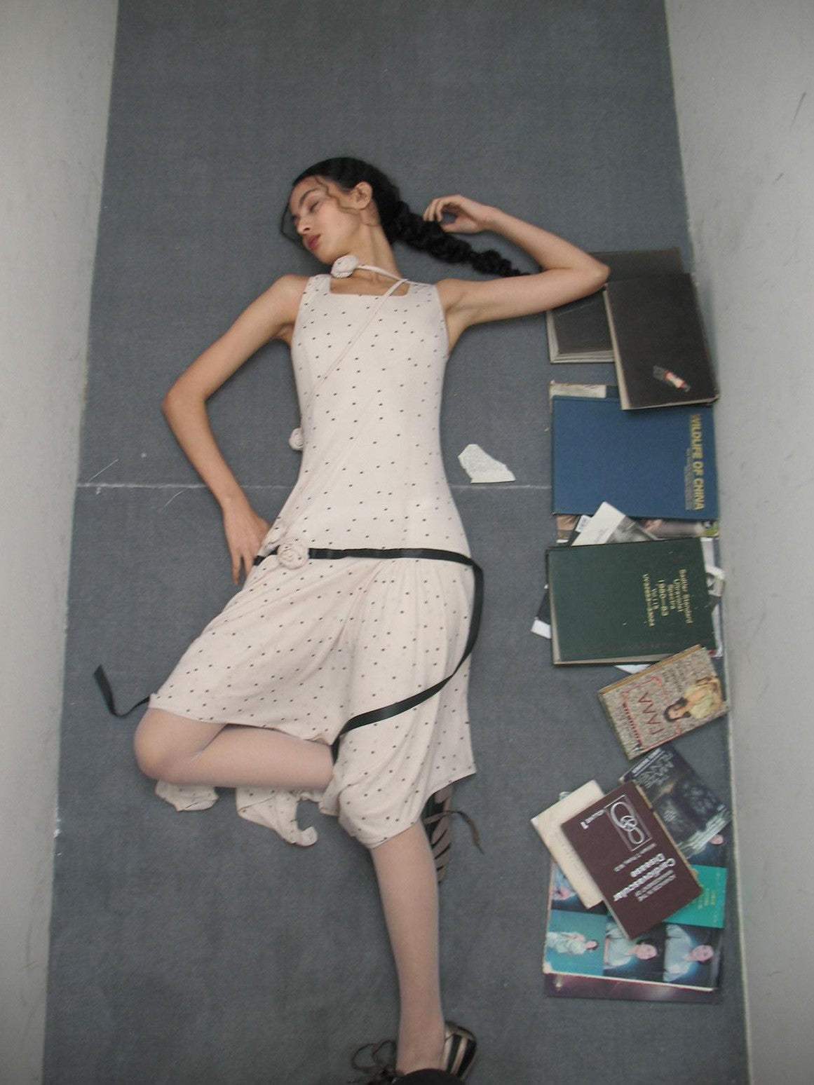 Dorydory Beige Polka Dot Irregular Hem Sleeveless Women&