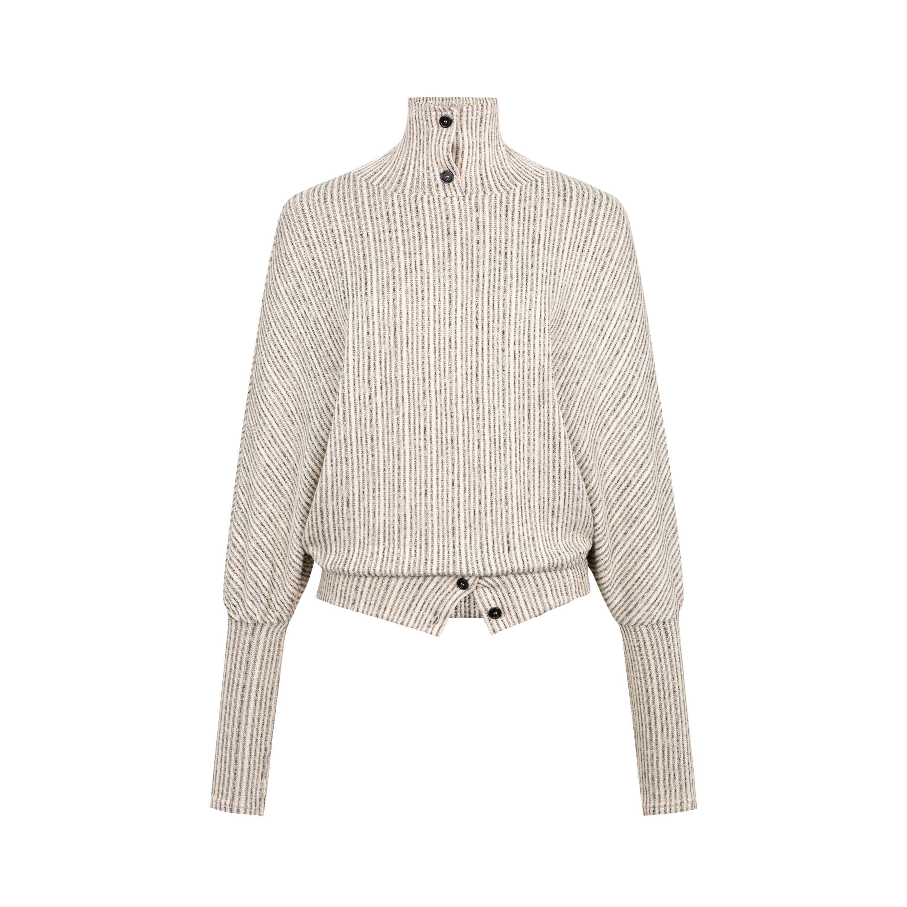 Dorydory_Beige_Striped_Knit_Batwing_High_Neck_Women&