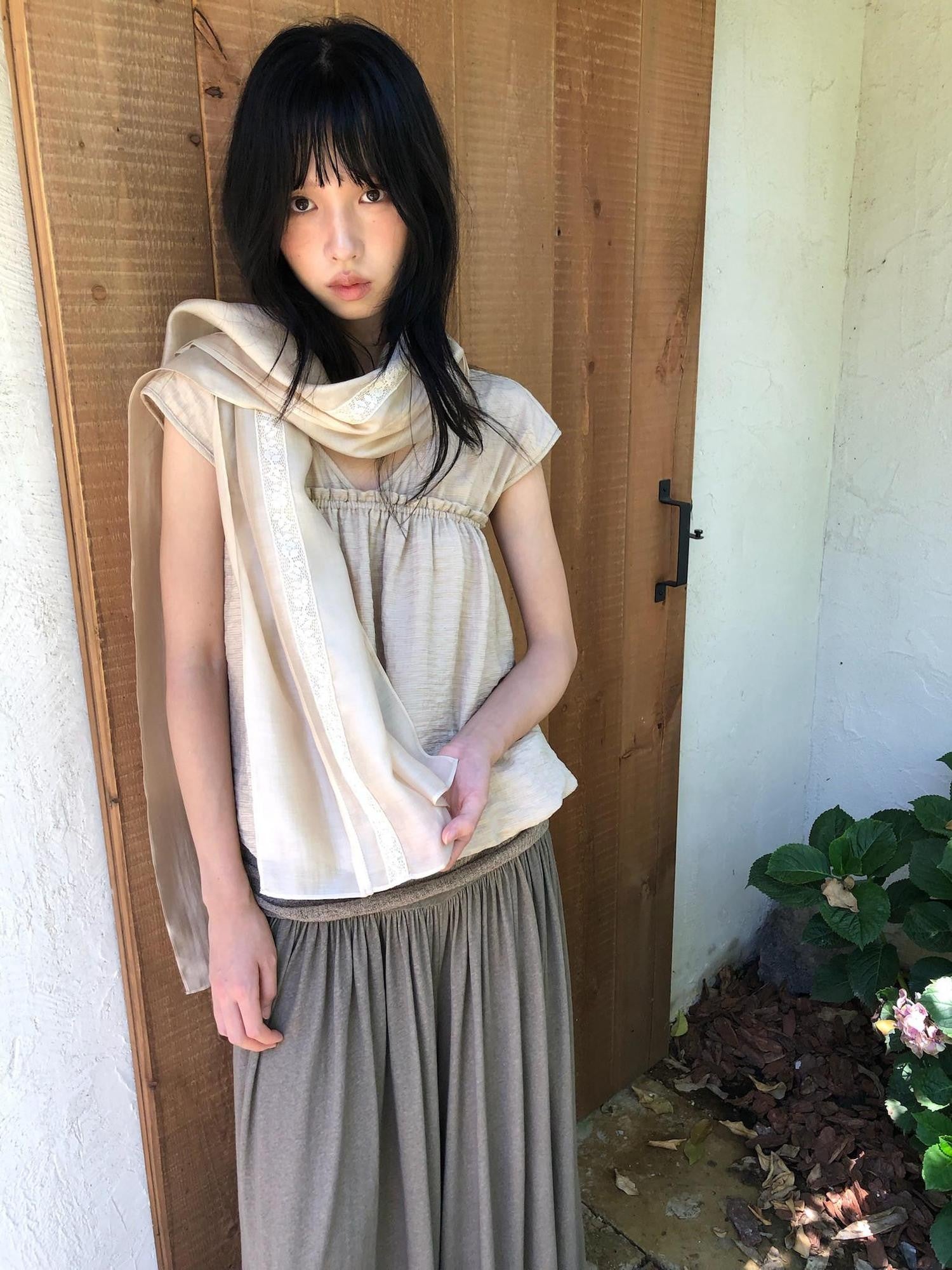 Dorydory Beige Striped Lace Rectangular Women&