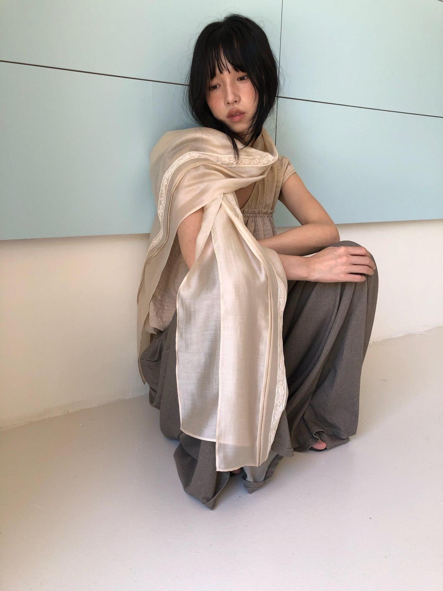 Dorydory Beige Striped Lace Rectangular Women&