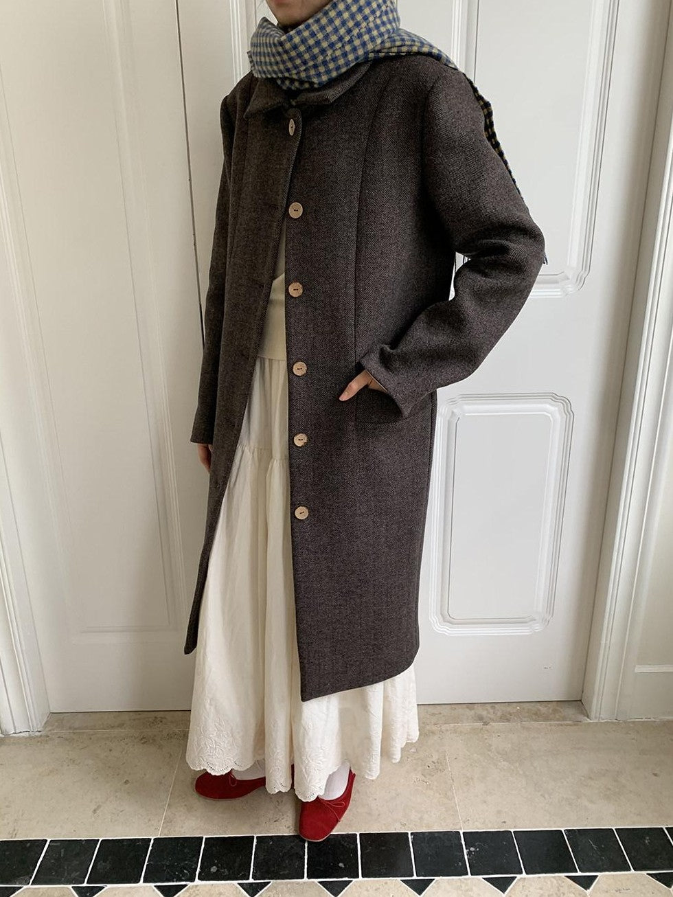 Dorydory Black Herringbone Notched Lapel Retro Women&