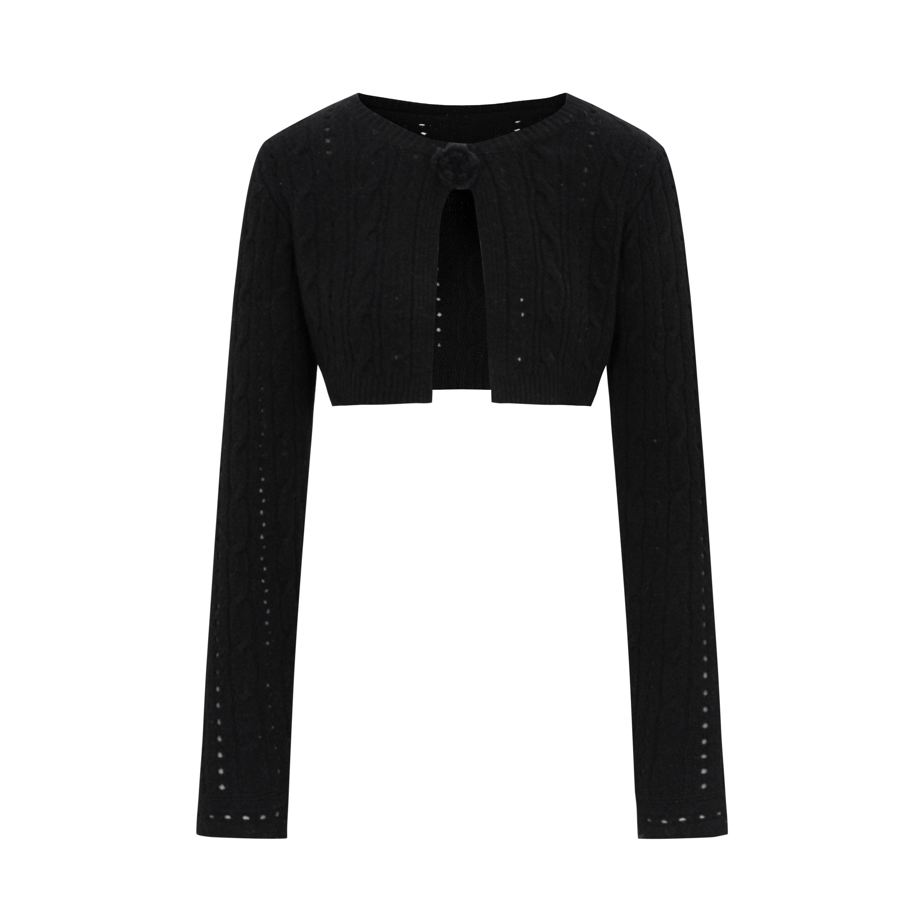 Dorydory_Black_Openwork_Cable_Knit_Cropped_Women&