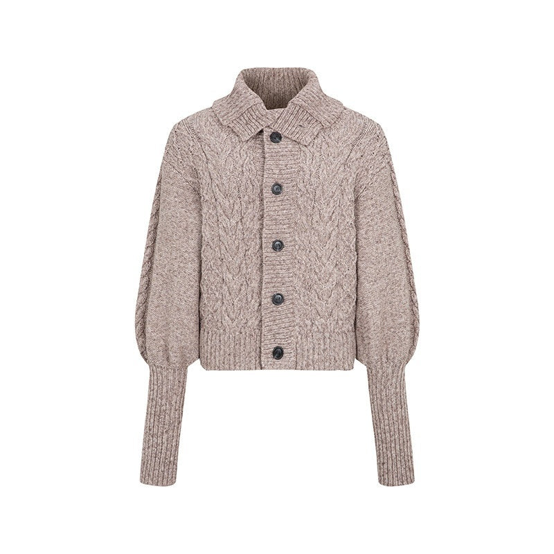 Dorydory_Black_Speckled_Coarse_Knit_Cape_High_Neck_Women&