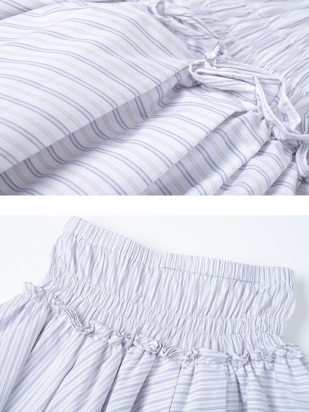Dorydory Blue Striped Polo Collar Long Sleeve Women&