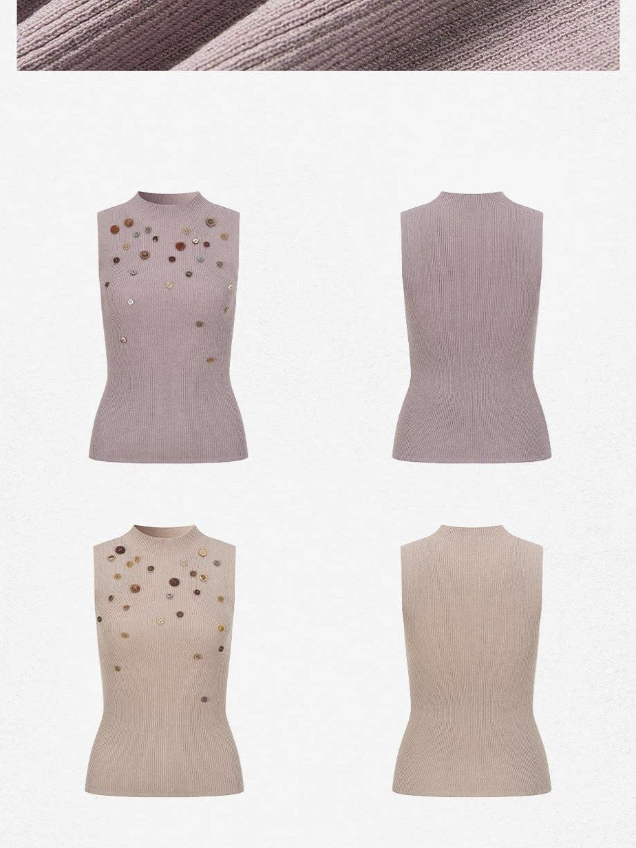Dorydory Blush Khaki Buttoned Knitted Women&