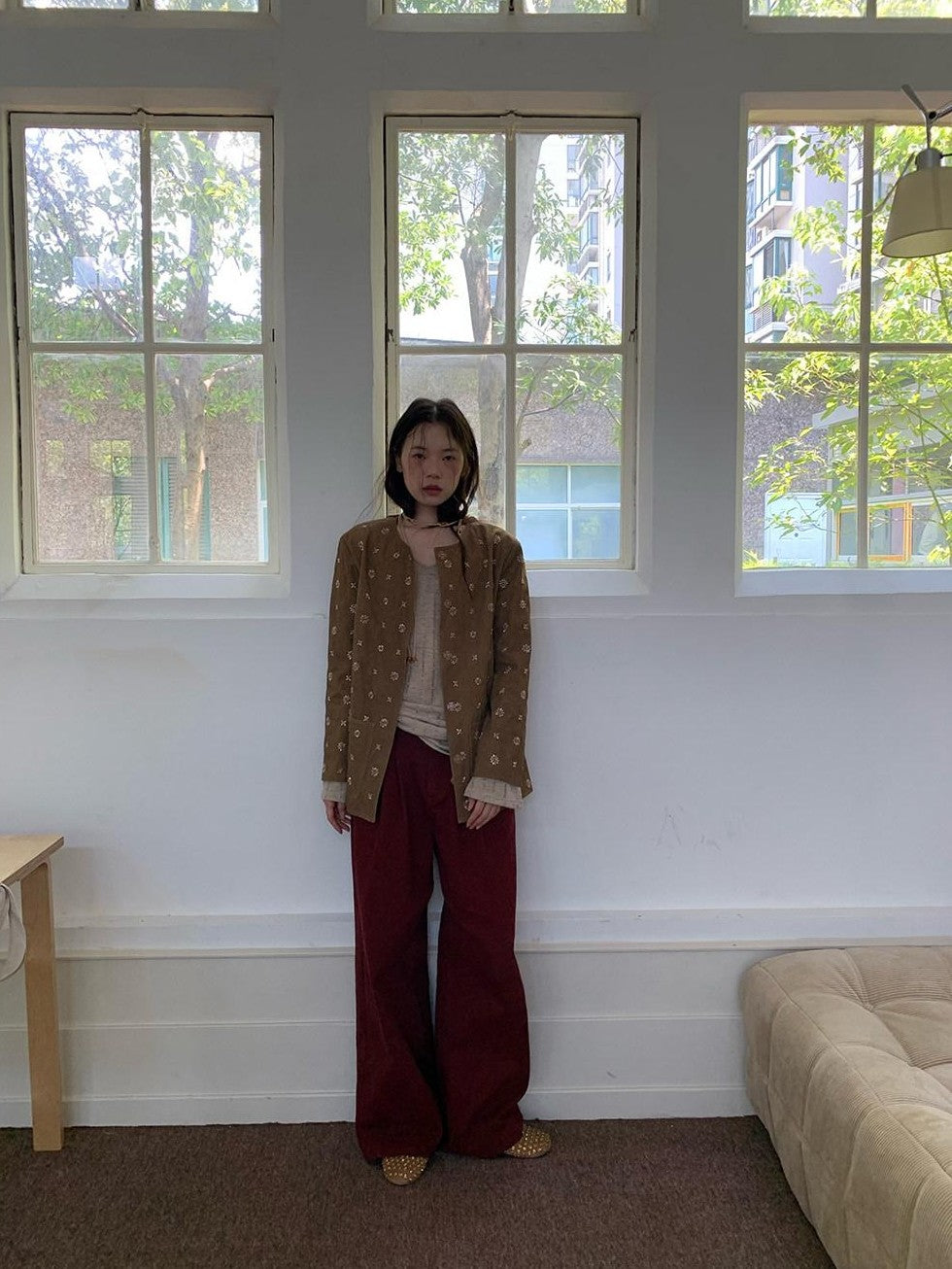 Dorydory Brick Red Slouchy Relaxed Boyfriend Women&