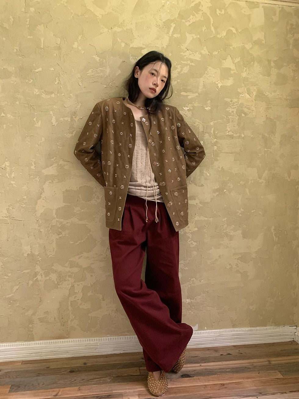 Dorydory Brick Red Slouchy Relaxed Boyfriend Women&