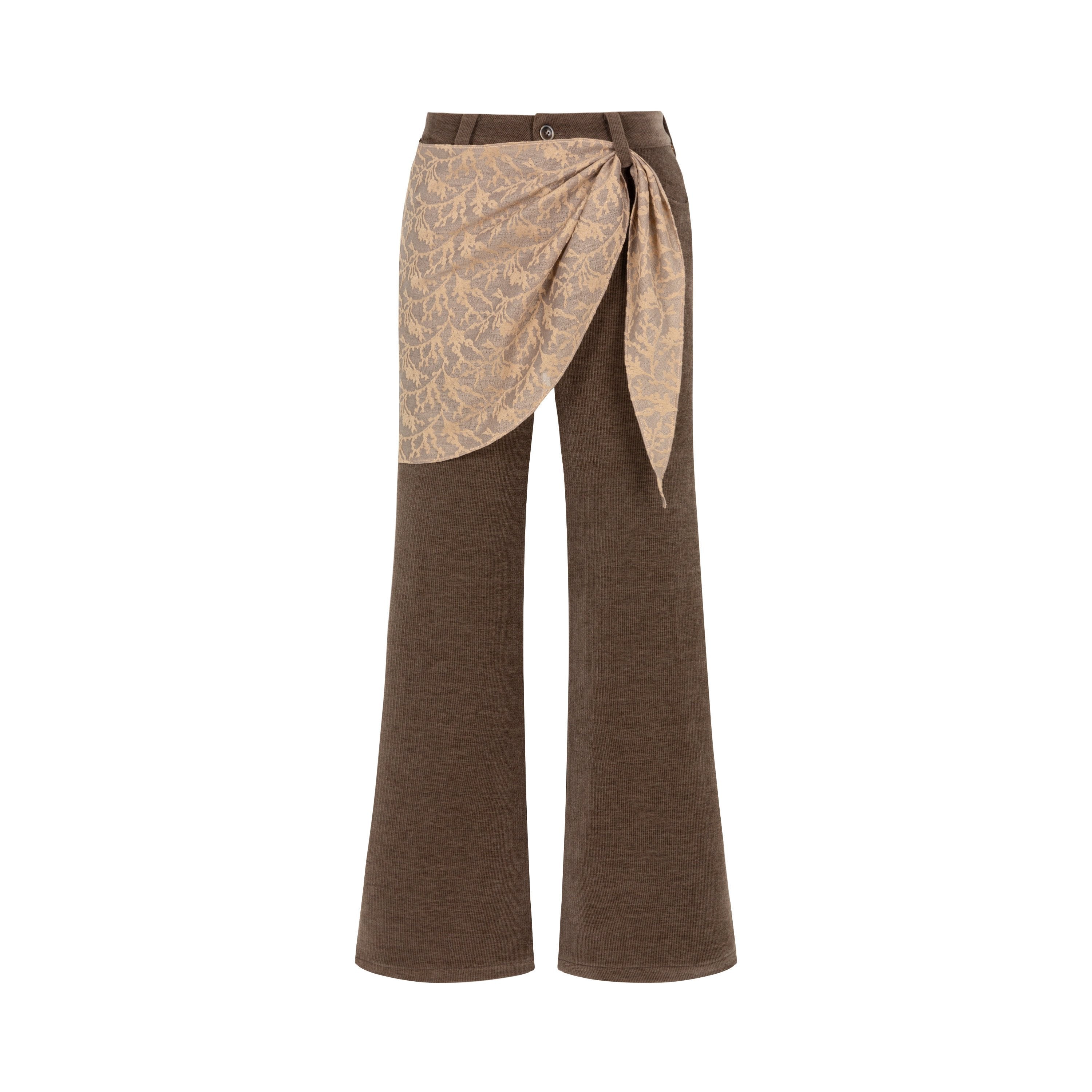 Dorydory_Brown_Green_Vintage_Velvet_Detachable_Skirt_Mid_Low_Waist_Women&