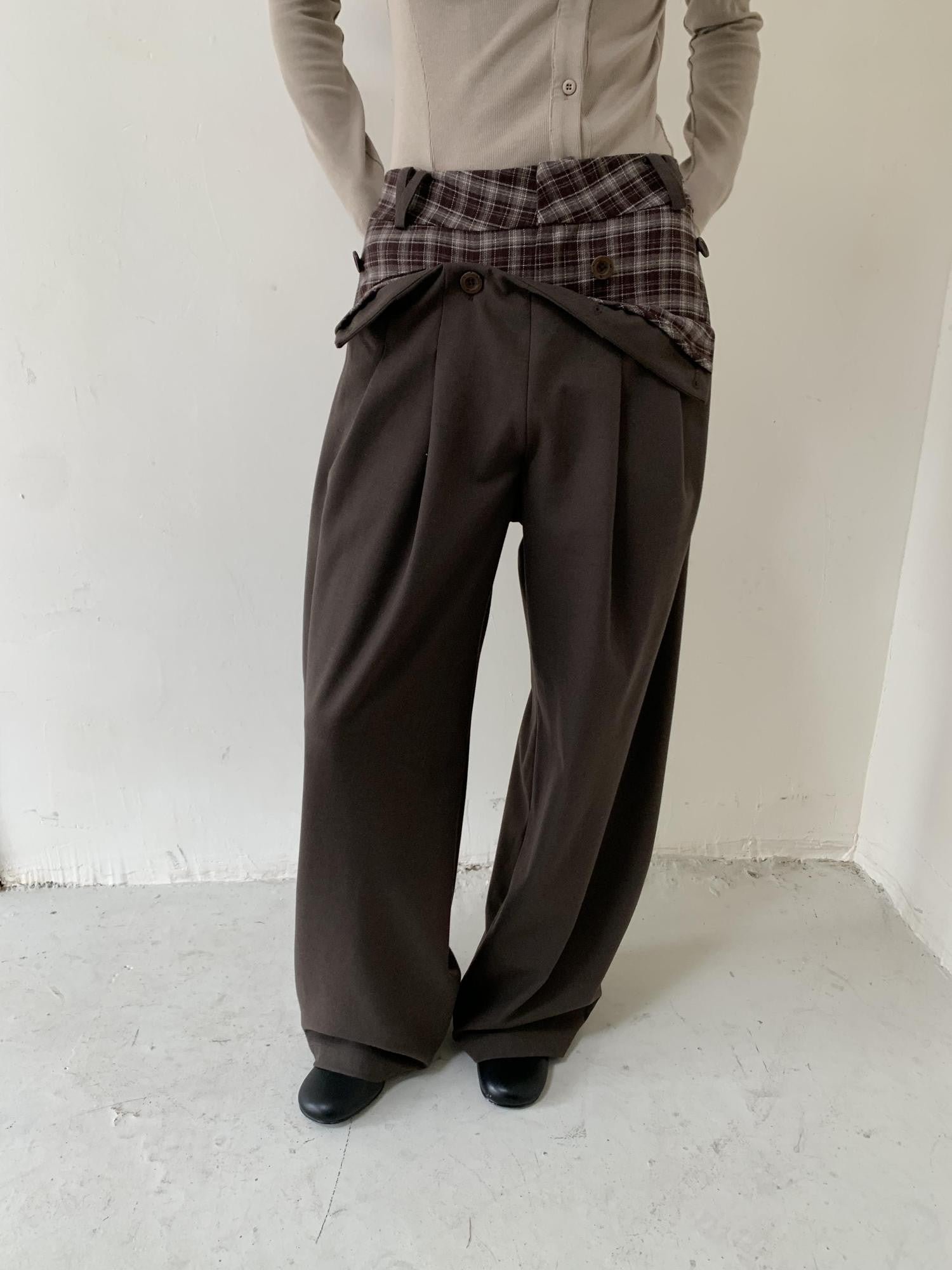 Dorydory Brown Plaid Patchwork Tailored Women&