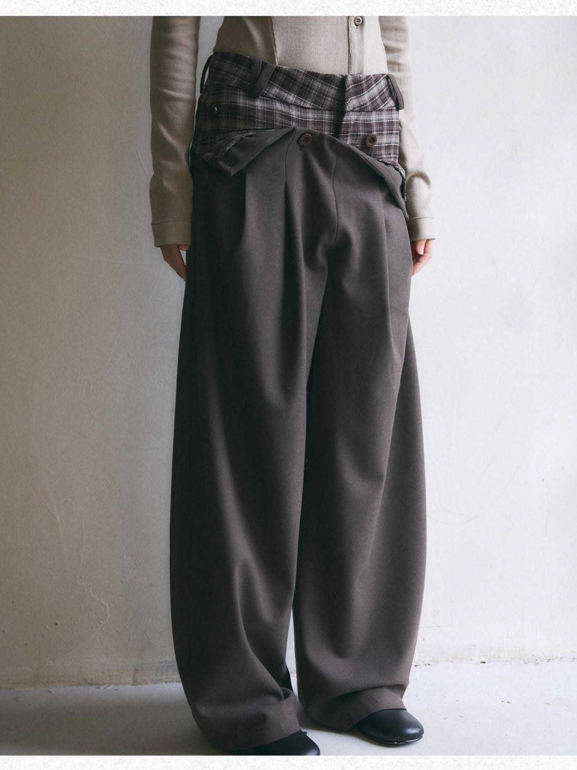 Dorydory Brown Plaid Patchwork Tailored Women&
