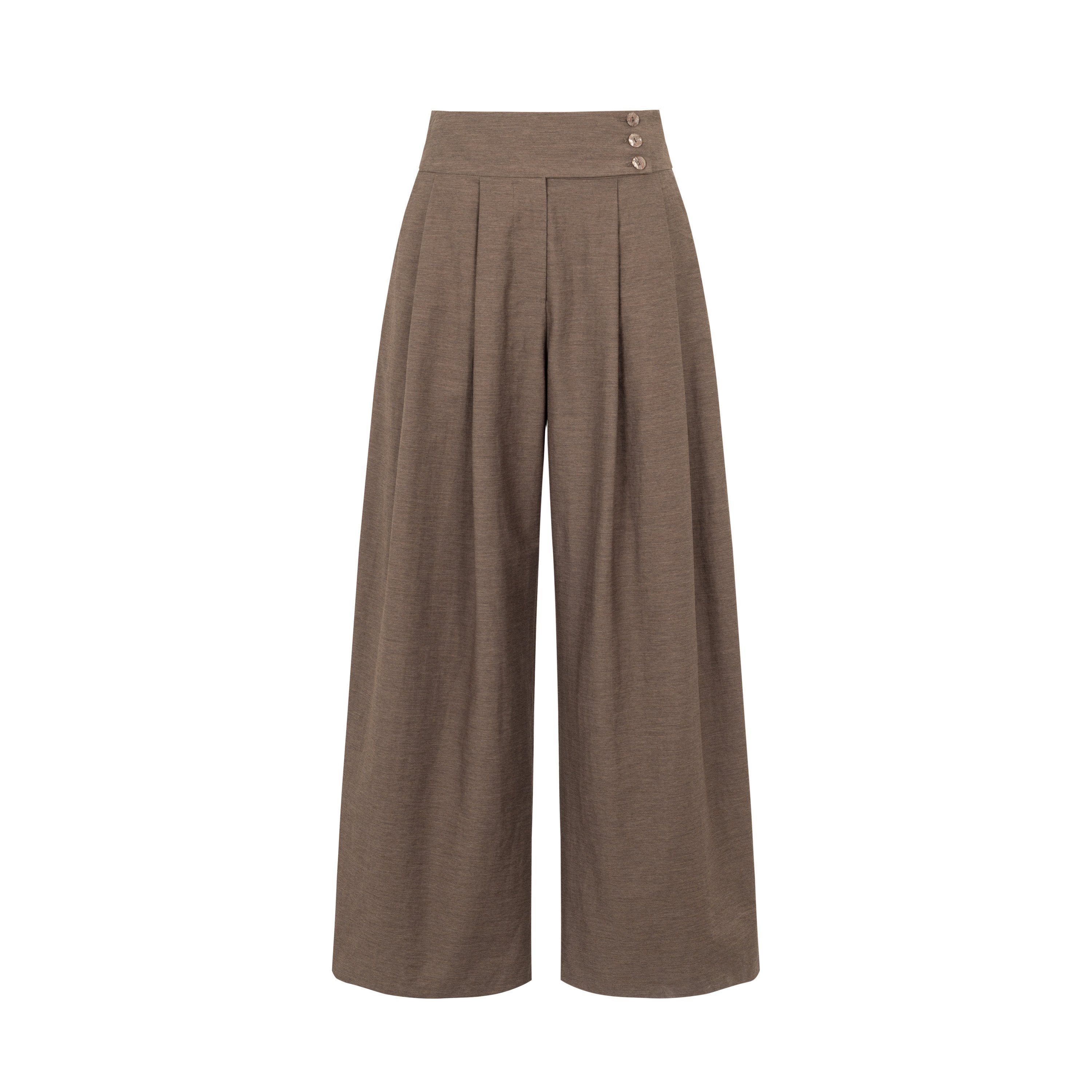 Dorydory_Brown_Vintage_Pleated_Natural_Waist_Women&