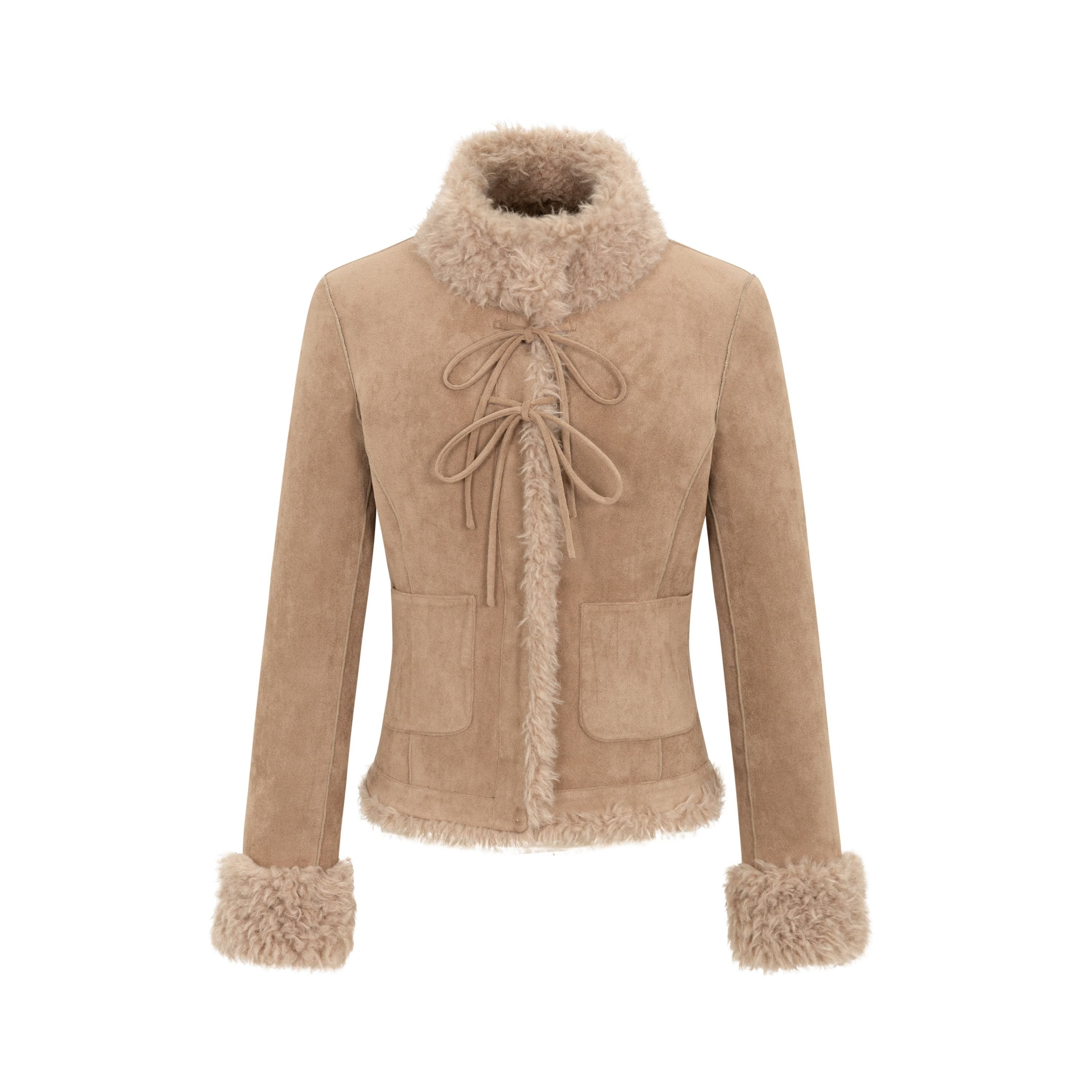 Dorydory_Camel_Bow_Tie_Lace_Up_High_Neck_Women&