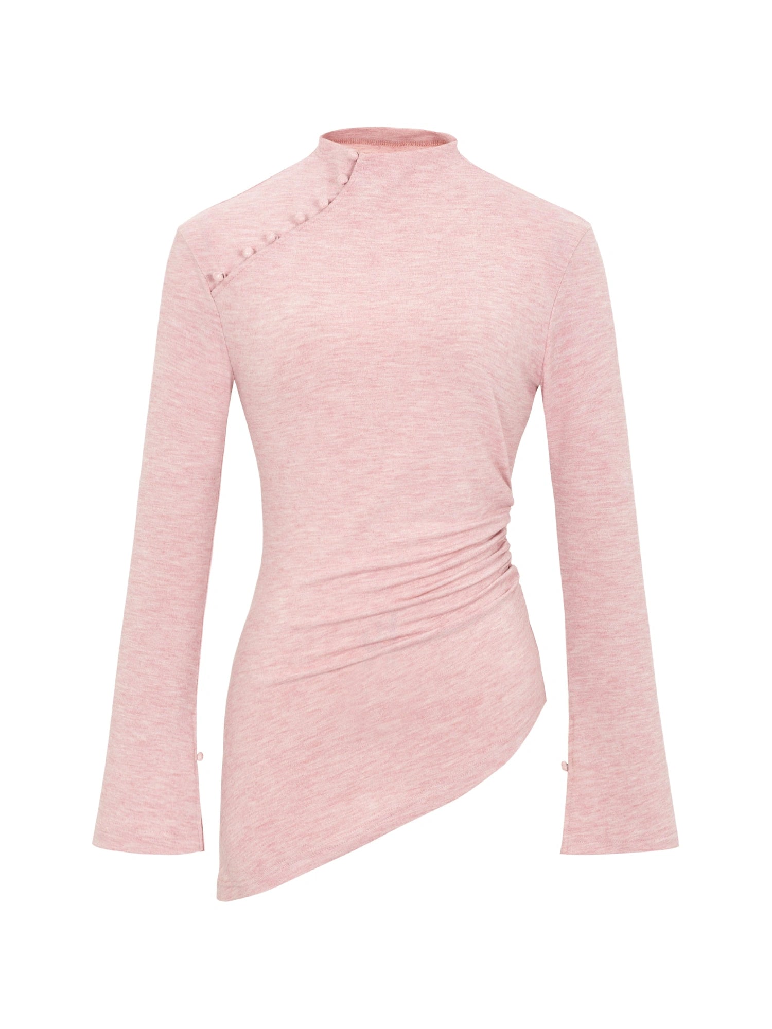 Chinese Knot Button Tunic Top With Flared Sleeves