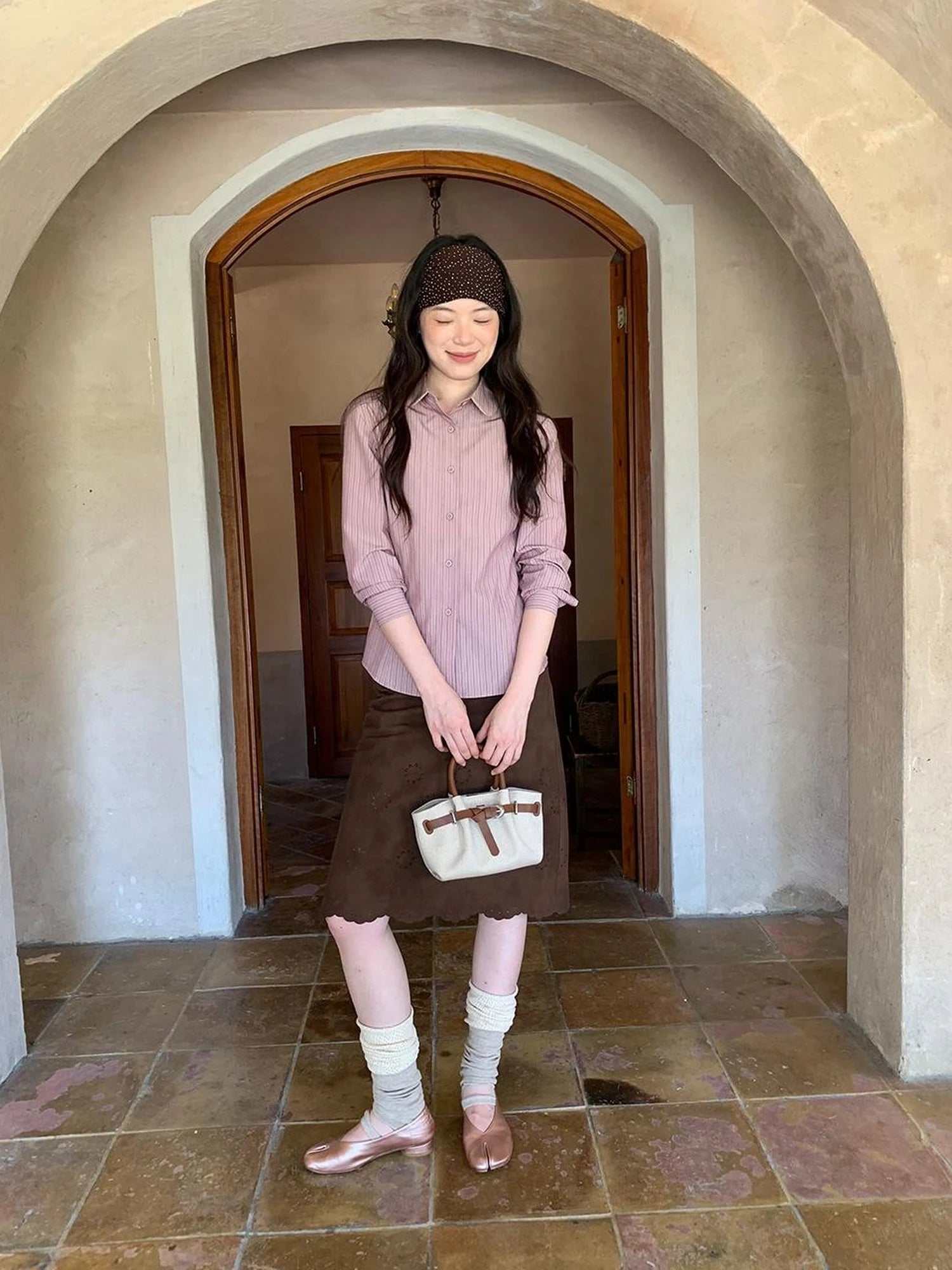 Classic Slim Fit Striped Shirt For Women With Waist Definition