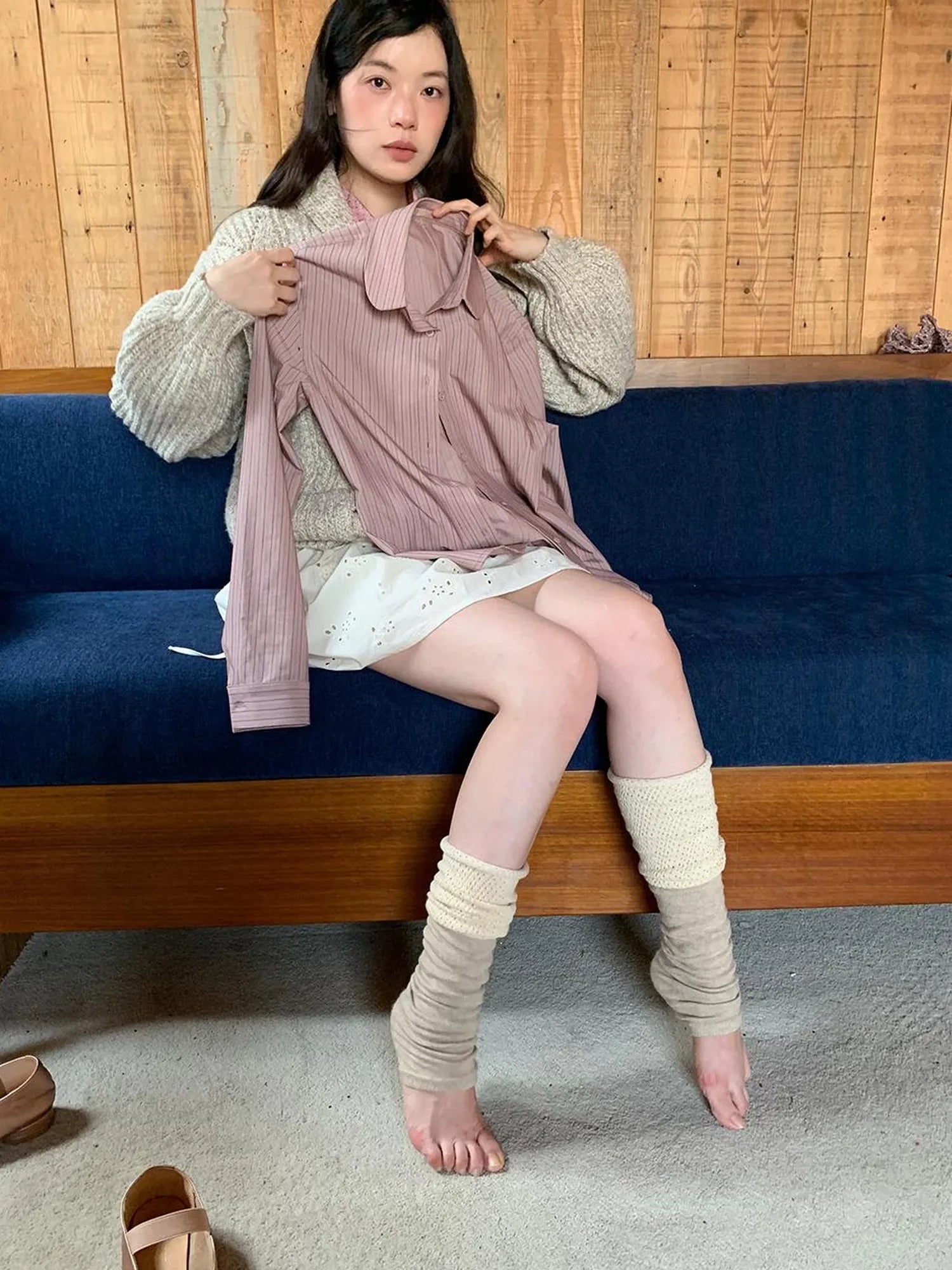 Classic Slim Fit Striped Shirt For Women With Waist Definition