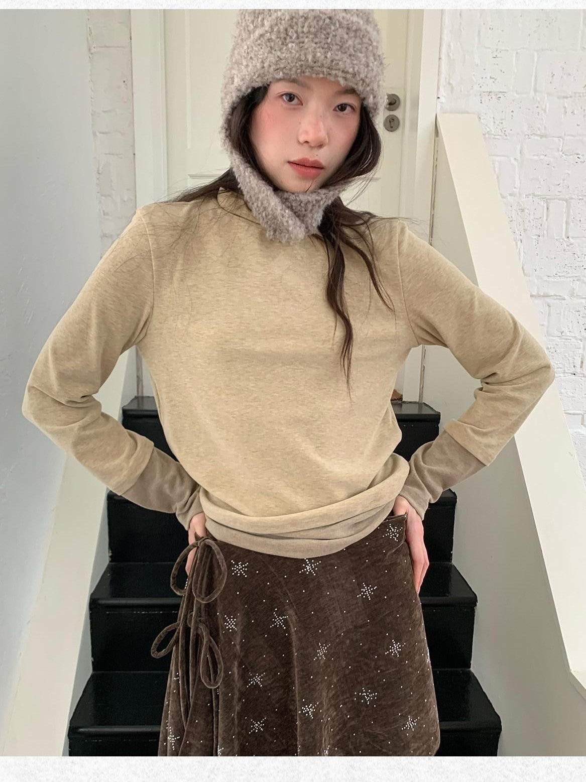Dorydory Colorblock Faux Layered Mock Neck Women&