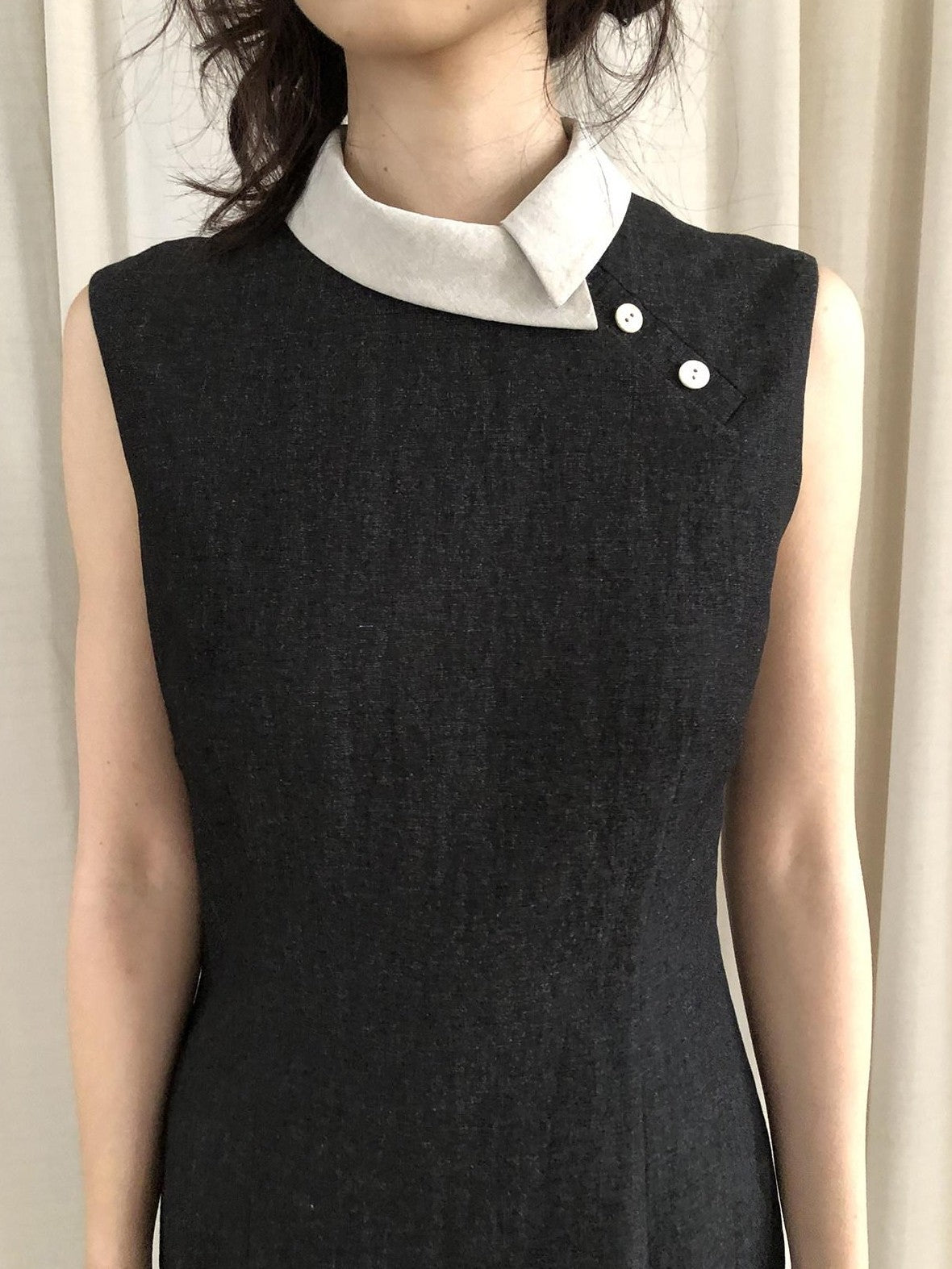 Dorydory Colorblock Small Turn Collar Qipao Sleeveless Women&