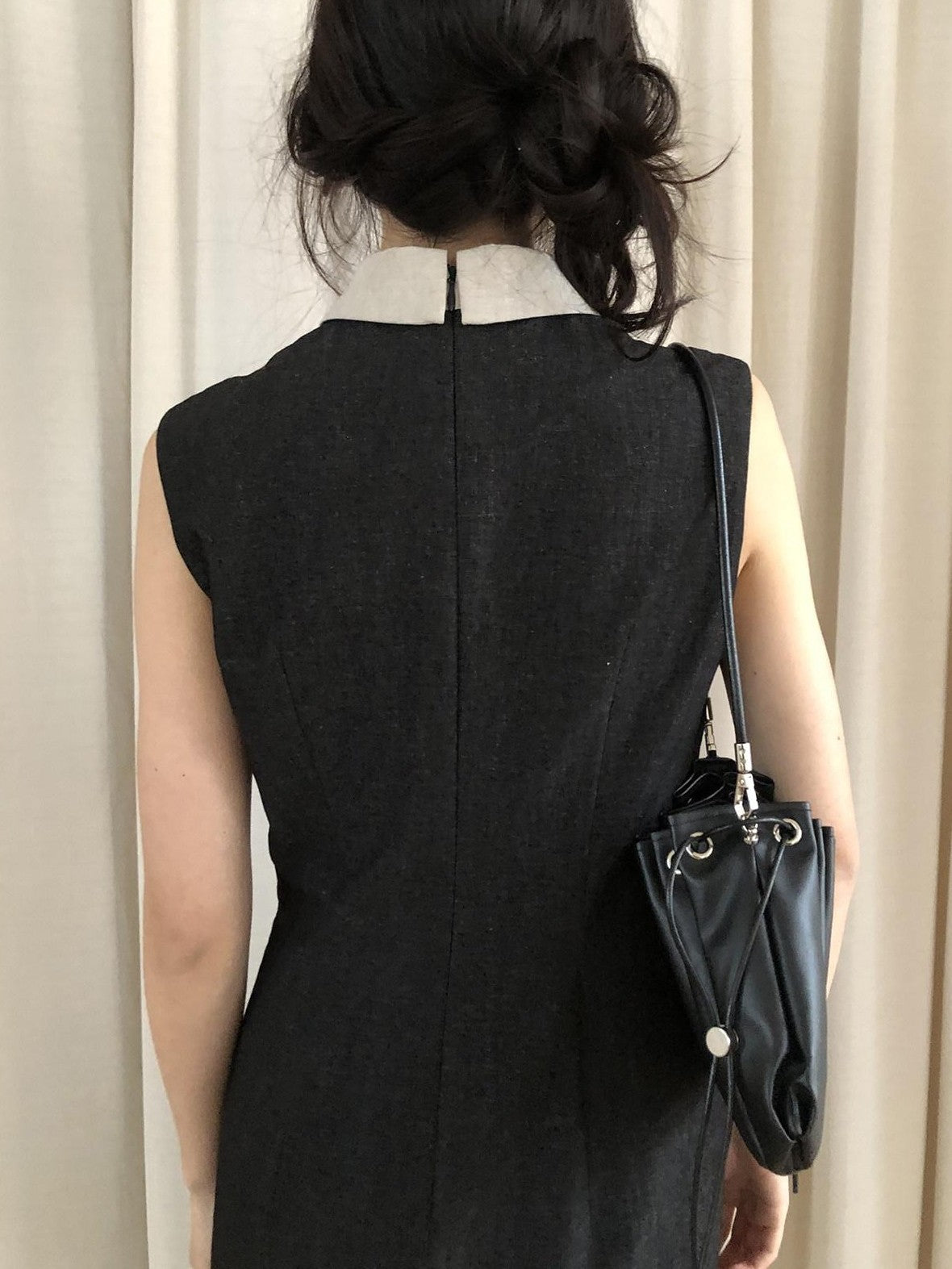 Dorydory Colorblock Small Turn Collar Qipao Sleeveless Women&