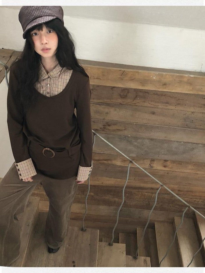 Dorydory Colorblock Splice Faux Two Piece Women&