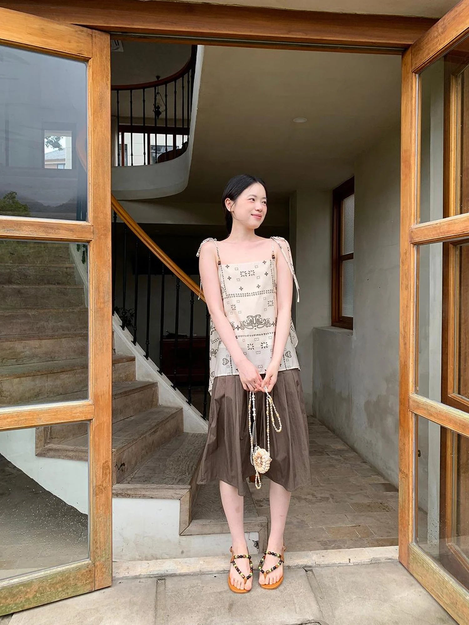 Cross Tie A Line Denim Wrap Mini Skirt