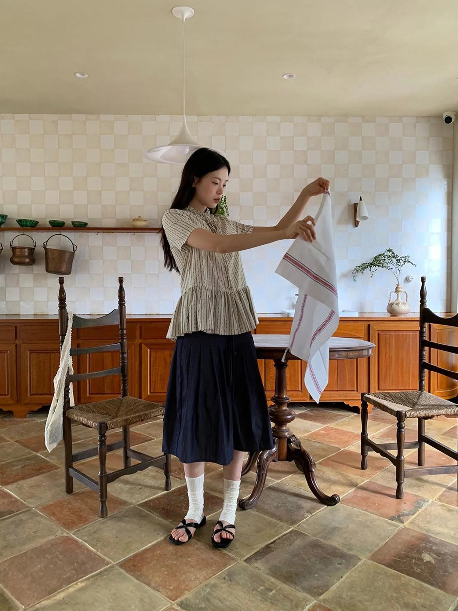 Cross Tie A Line Denim Wrap Mini Skirt