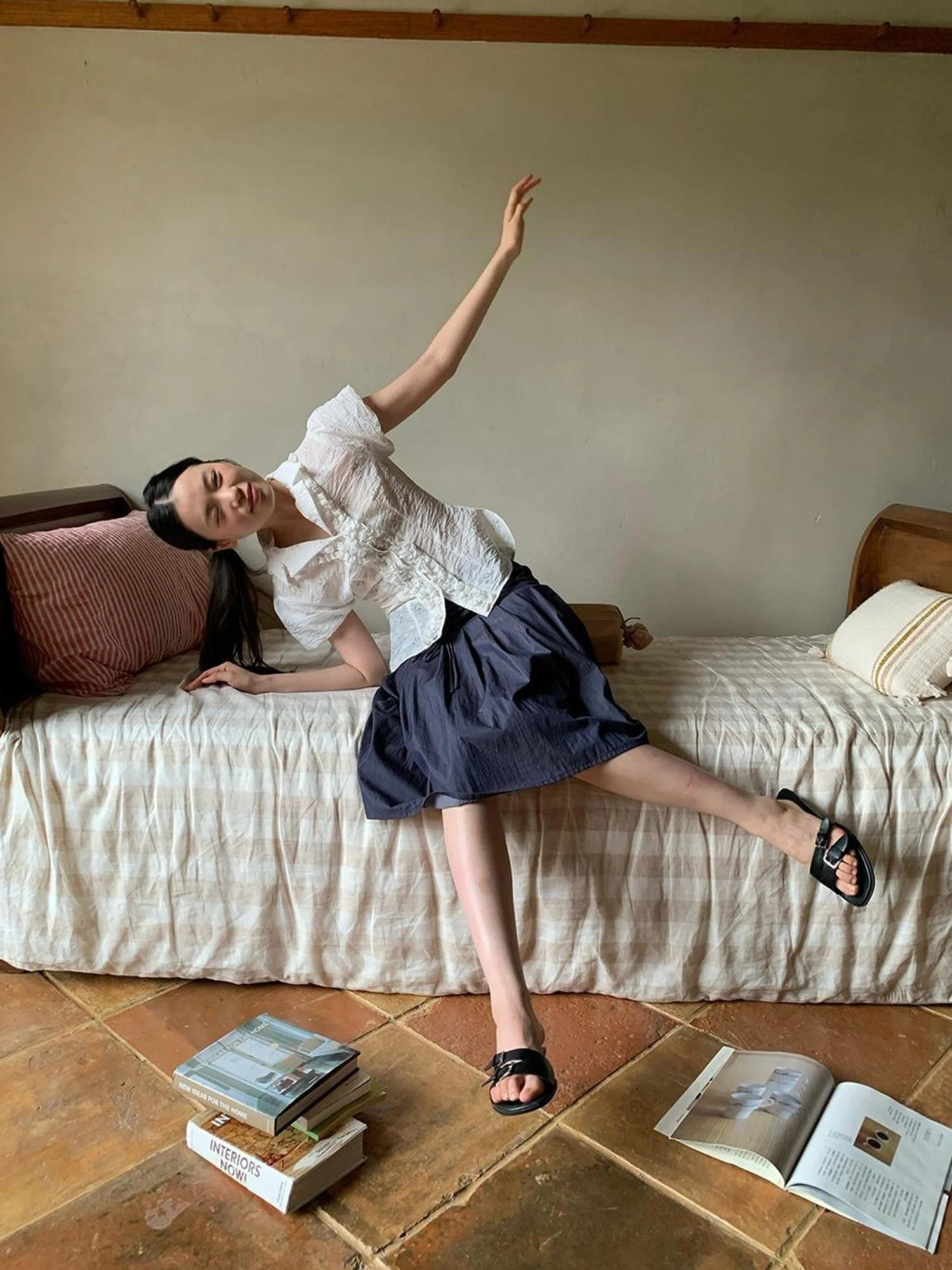 Cross Tie A Line Denim Wrap Mini Skirt