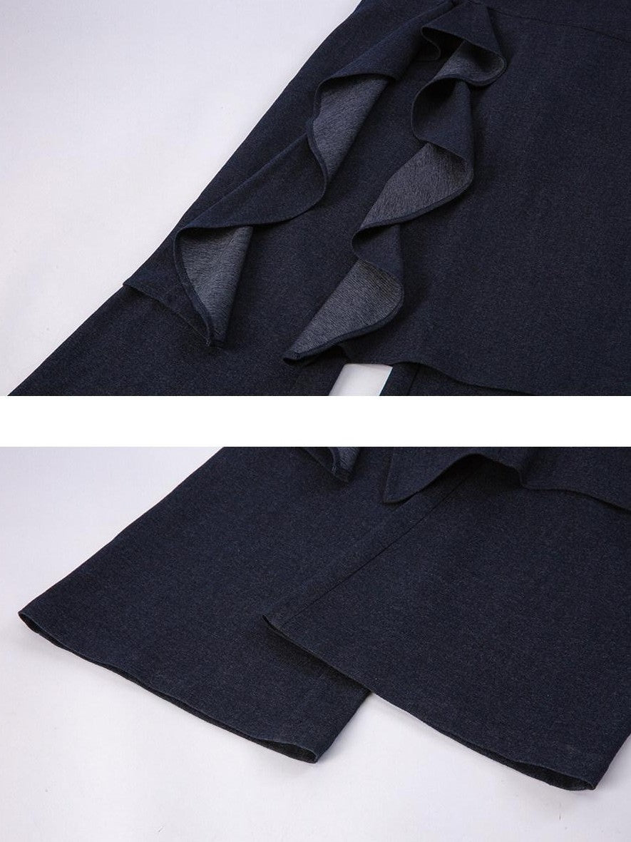 Dorydory Denim Ruffle Hem Drapey Women&