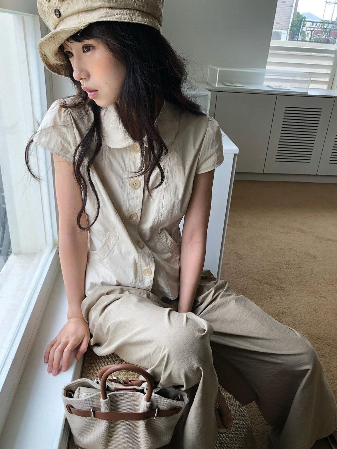 Dorydory Doll Collar Button Front Slim Fit Women&