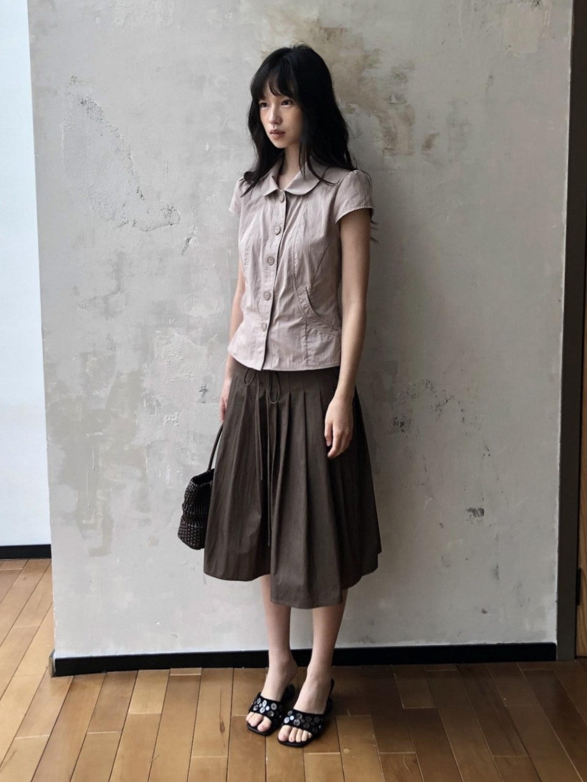Dorydory Doll Collar Button Front Slim Fit Women&