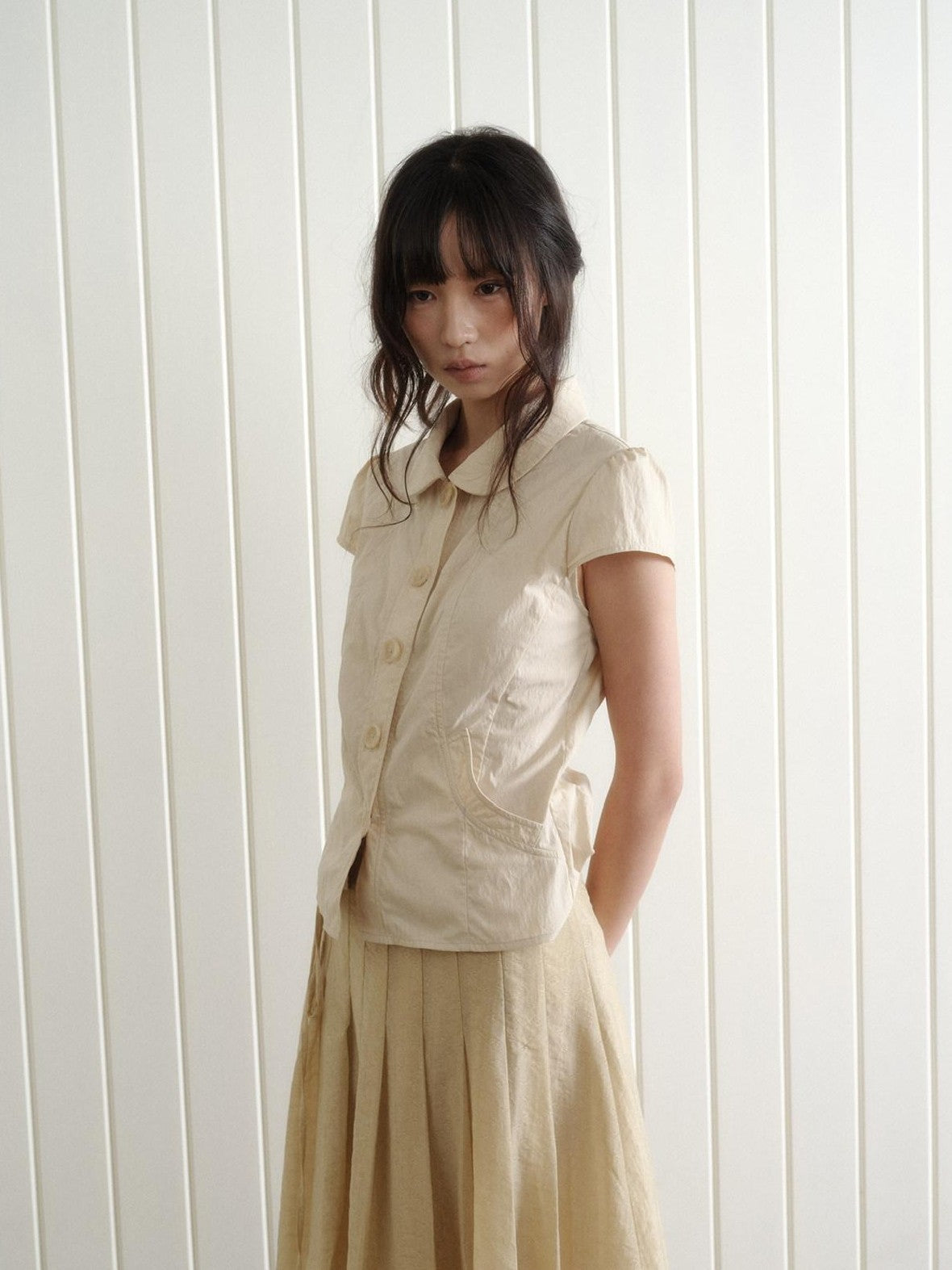 Dorydory Doll Collar Button Front Slim Fit Women&