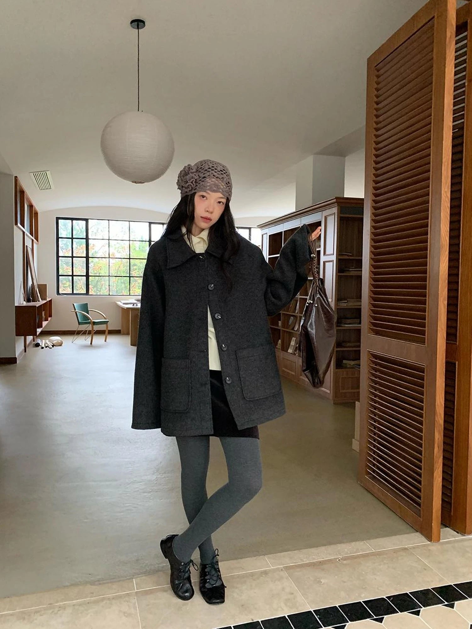 Double Breasted Wool Blend Coat 2024