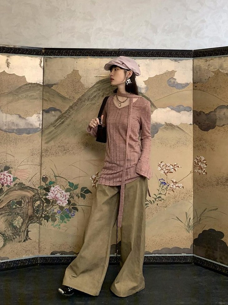 Dorydory Dusty Pink Hollowout Knit New Chinese Women&