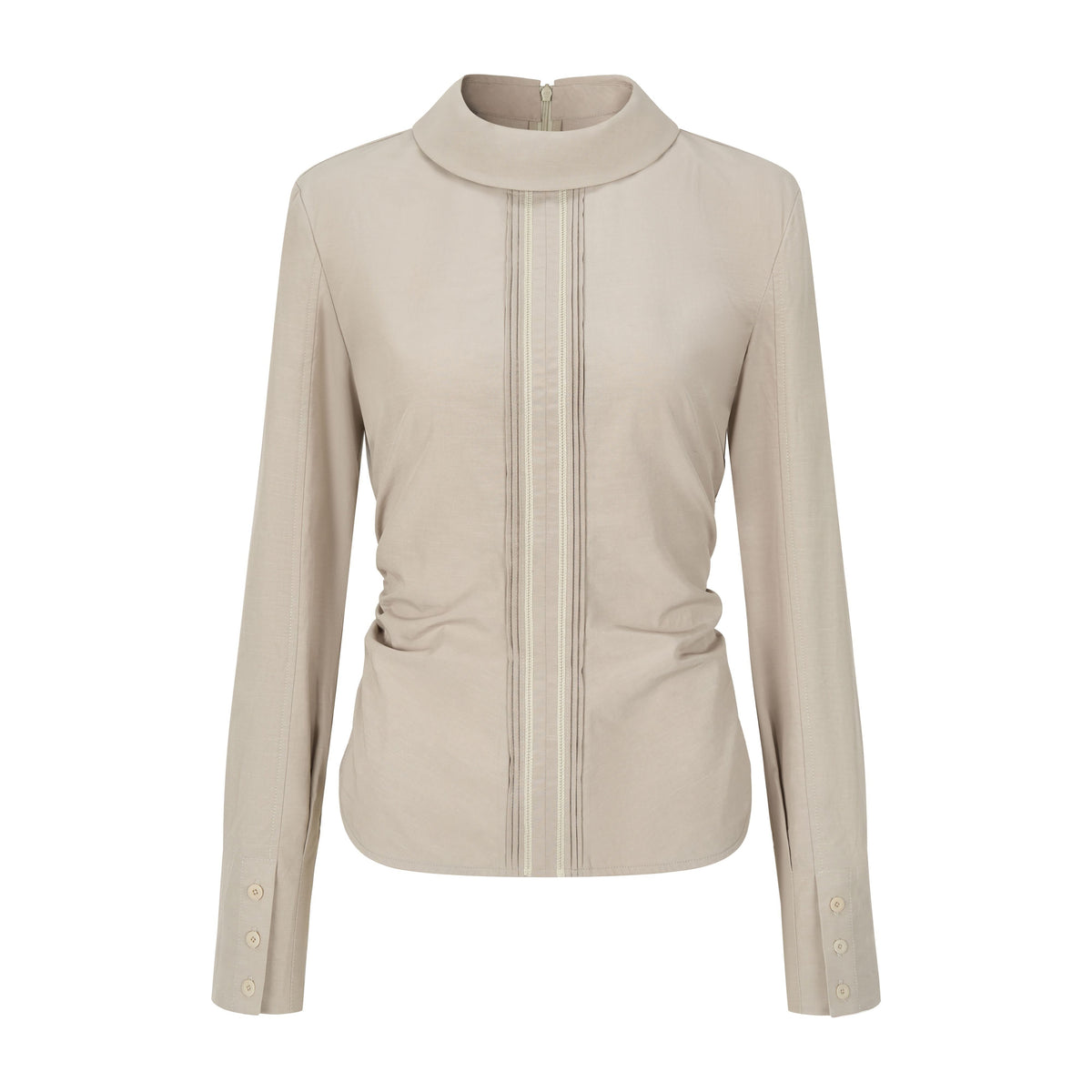 Dorydory_Elegant_Stand_Collar_Long_Sleeve_Lyocell_Women&