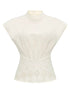 Embroidered Mandarin Collar White Shirt With Floral Lace Hem