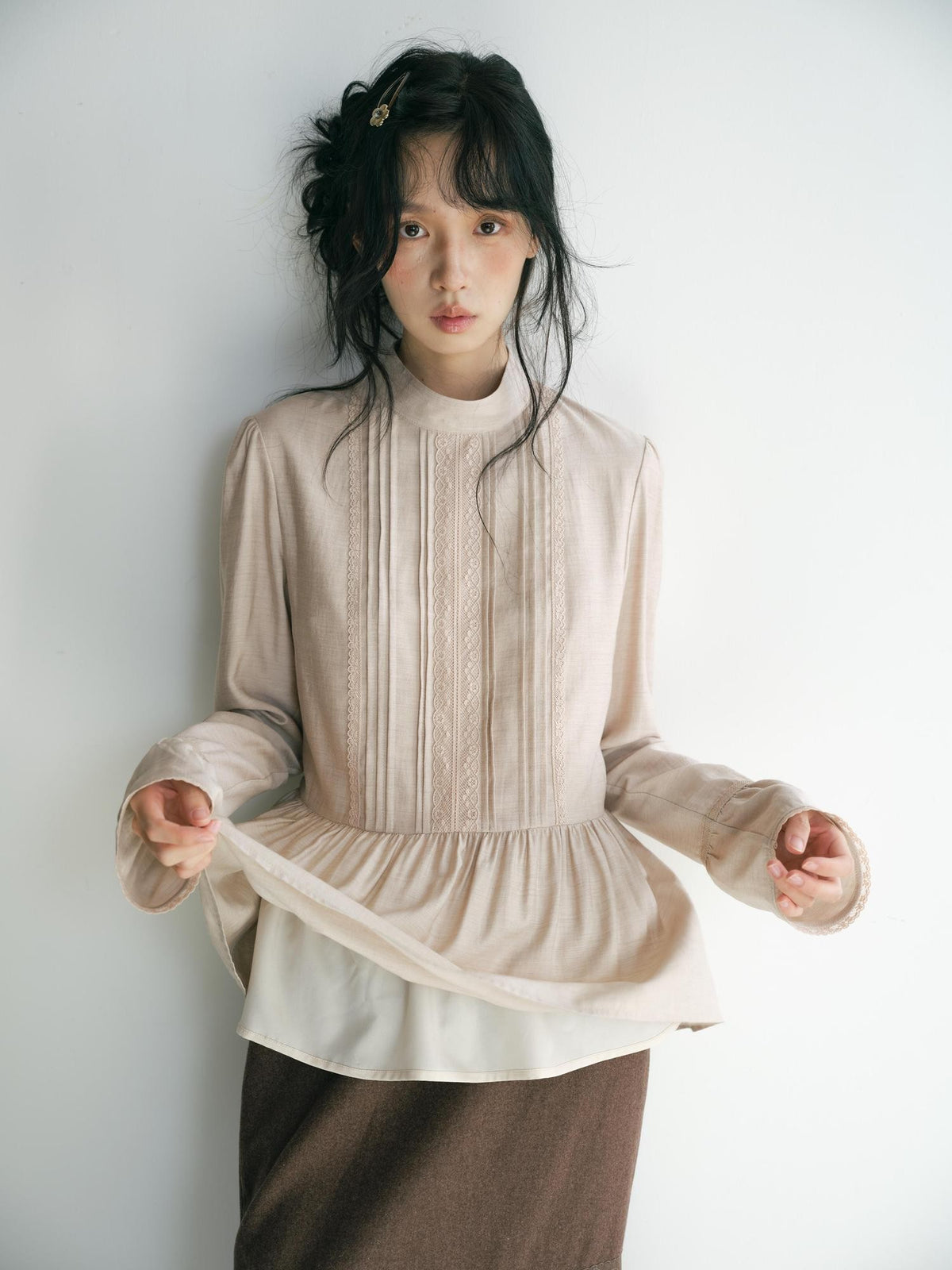 Dorydory Embroidered Ruffle Trim Lace Detail Women&