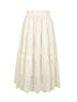 Embroidered Wave Hem White Skirt Elegant Floral Lace A Line Midi