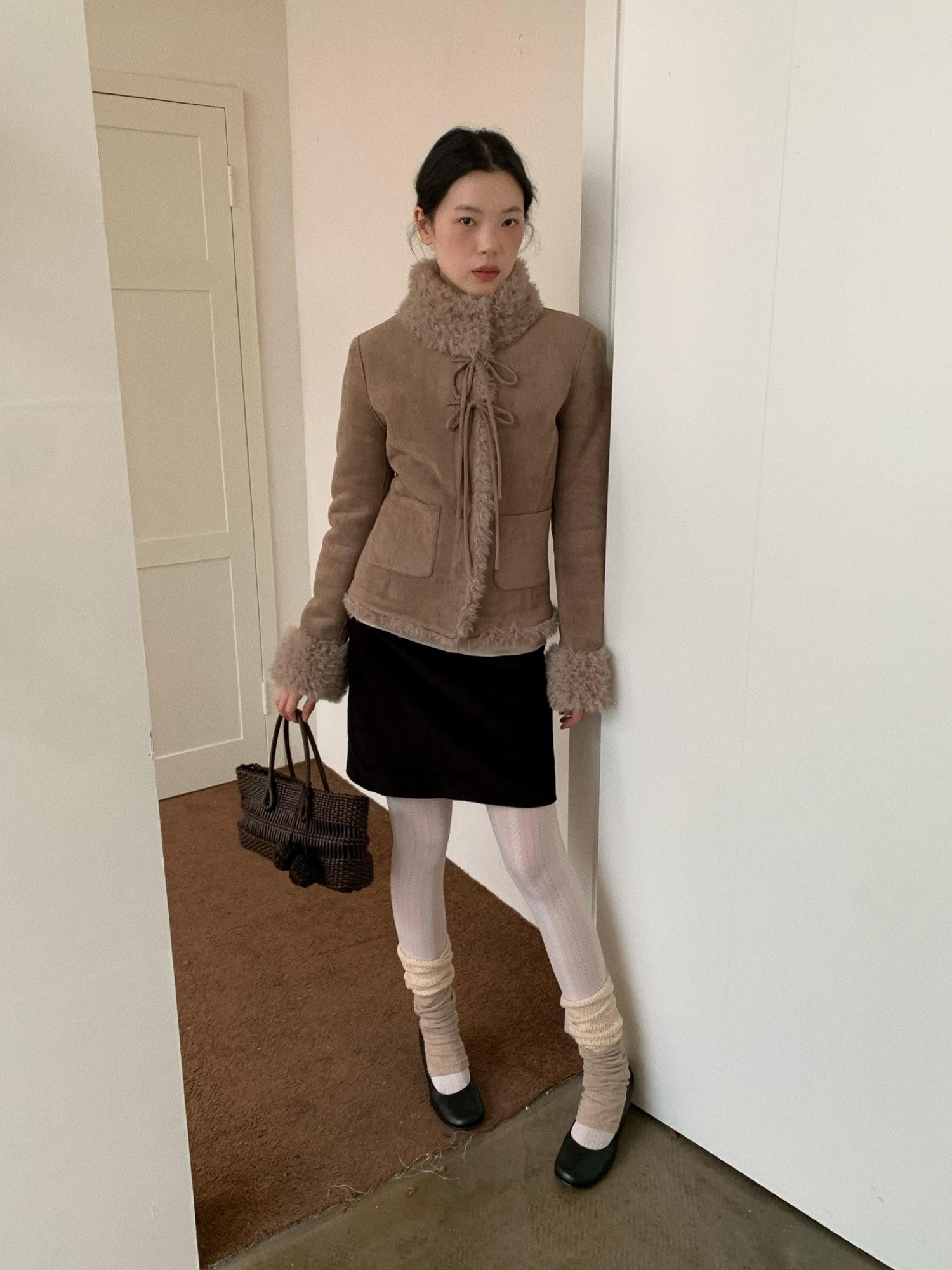 Dorydory Fig Color Ribbed Corduroy Straight Women&