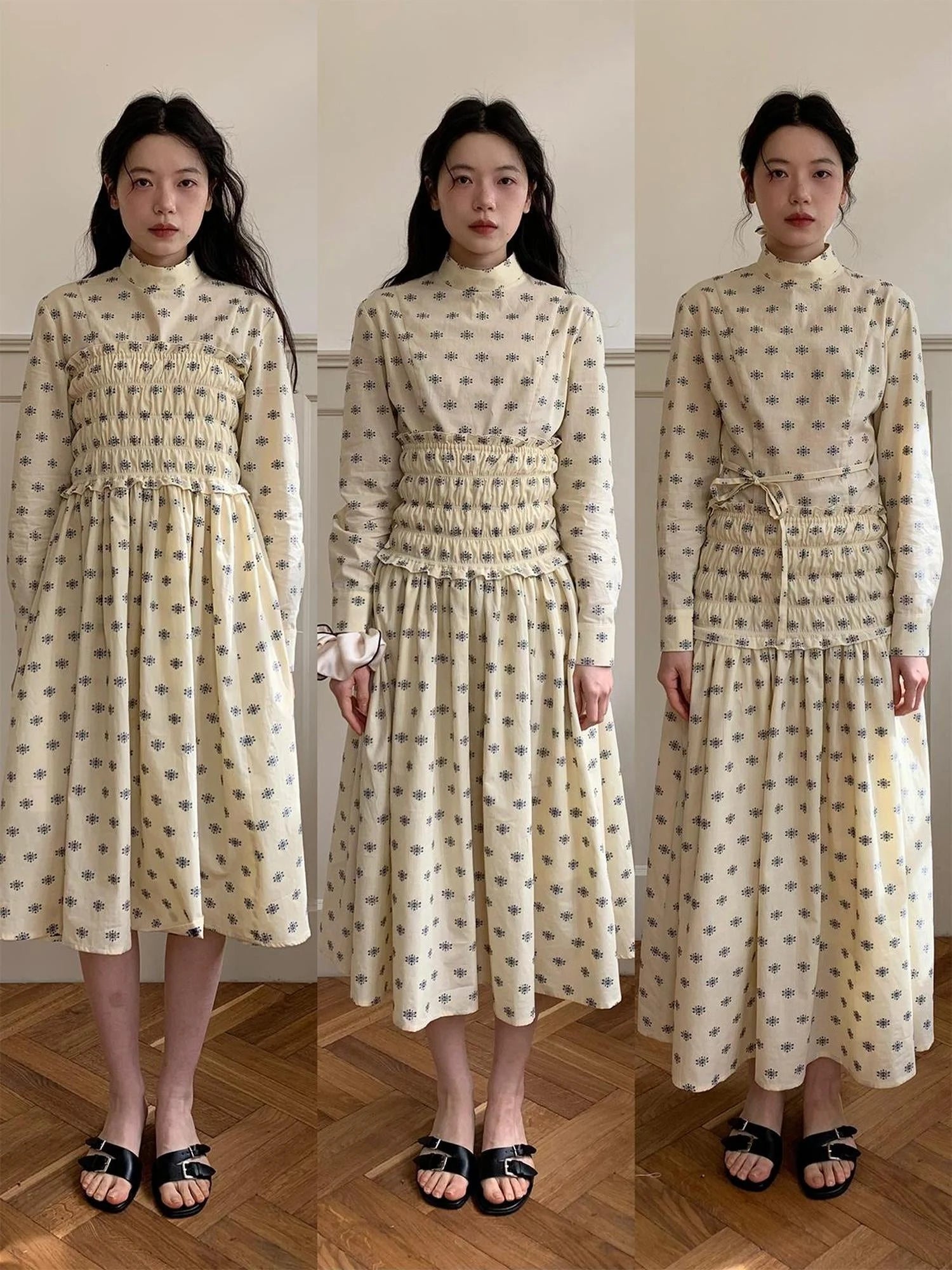 Floral Cotton High Waist A Line Maxi Skirt