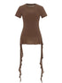 Flowy Ribbon Hem T-shirt with Elastic Waist