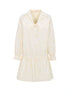 French Lace Trimmed Embroidered Shirt Dress with Waist Tie